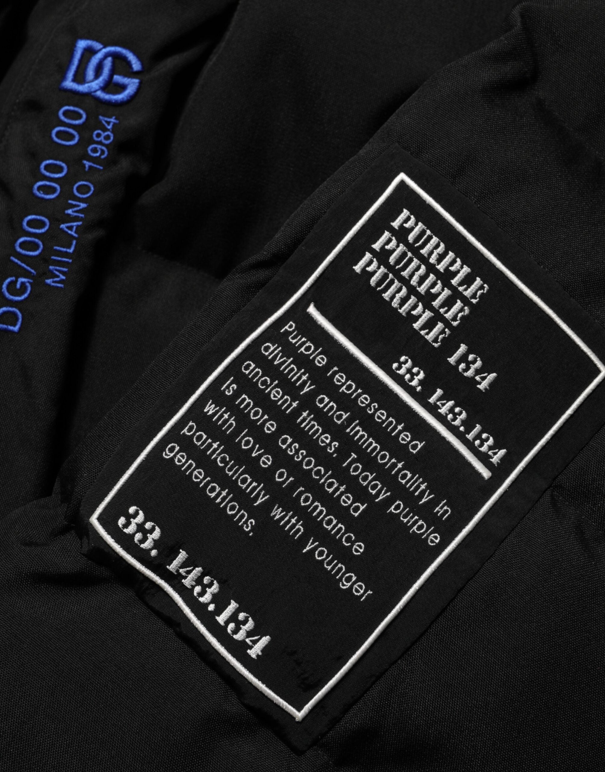 Dolce & Gabbana Sort Nylon Puffer Herre Jakke med fuld lynlås