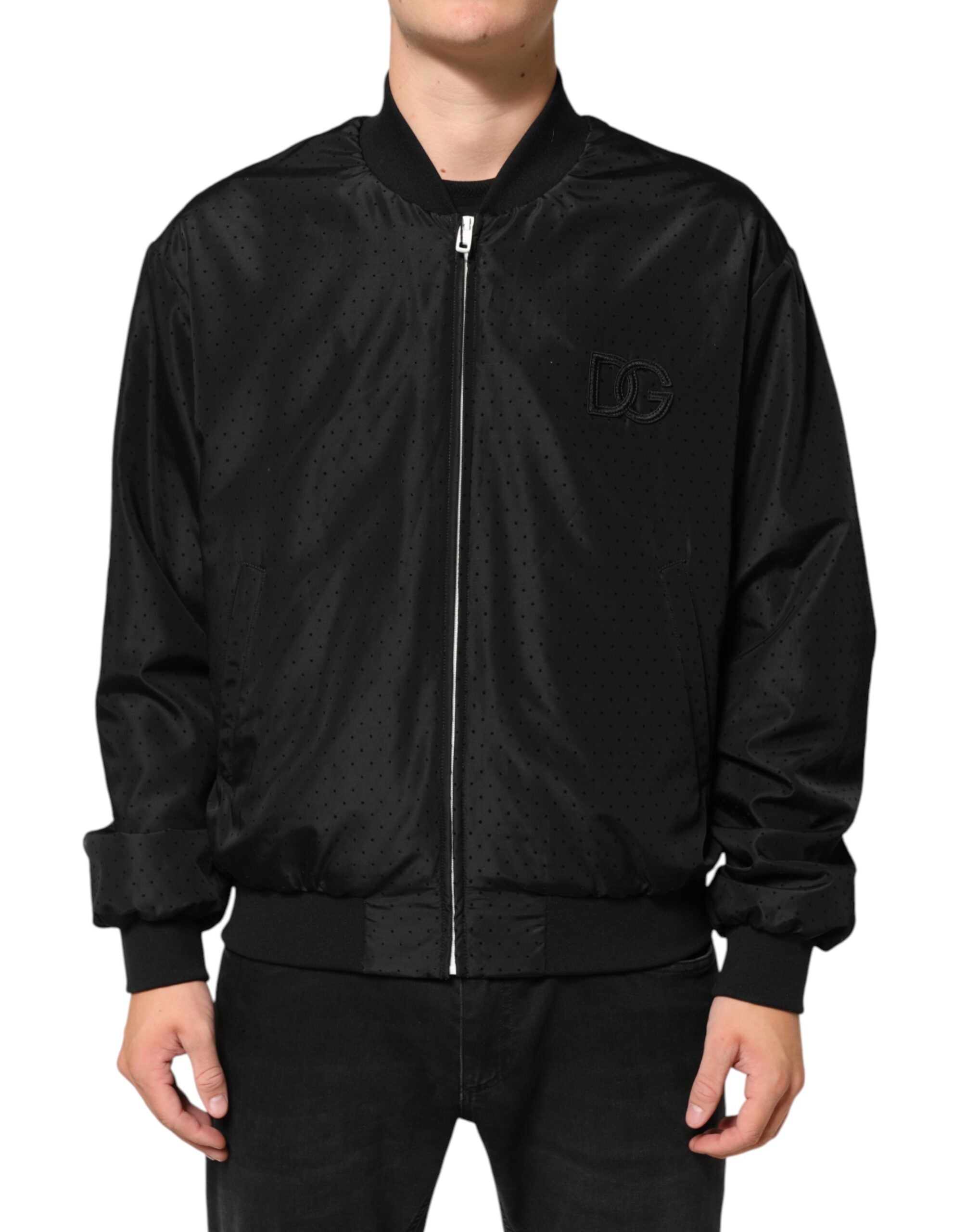 Dolce & Gabbana Sort Acetat Full Zip Bomber Herrejakke