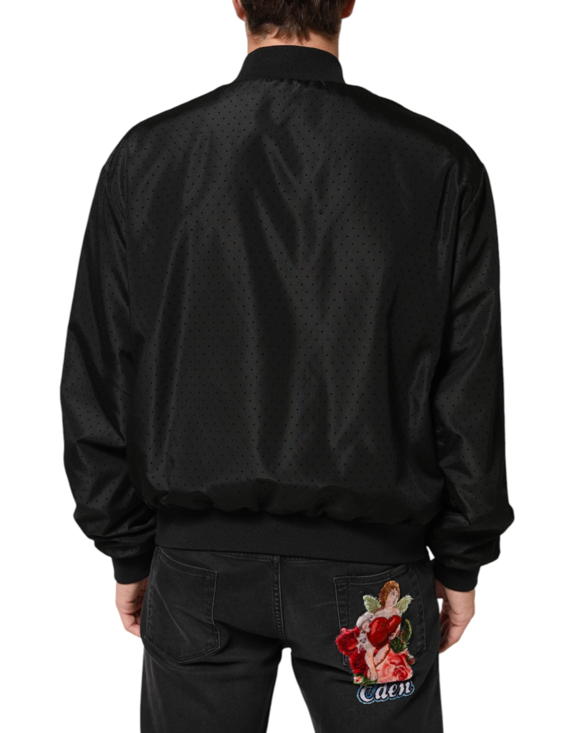Dolce & Gabbana Sort Acetat Full Zip Bomber Herrejakke