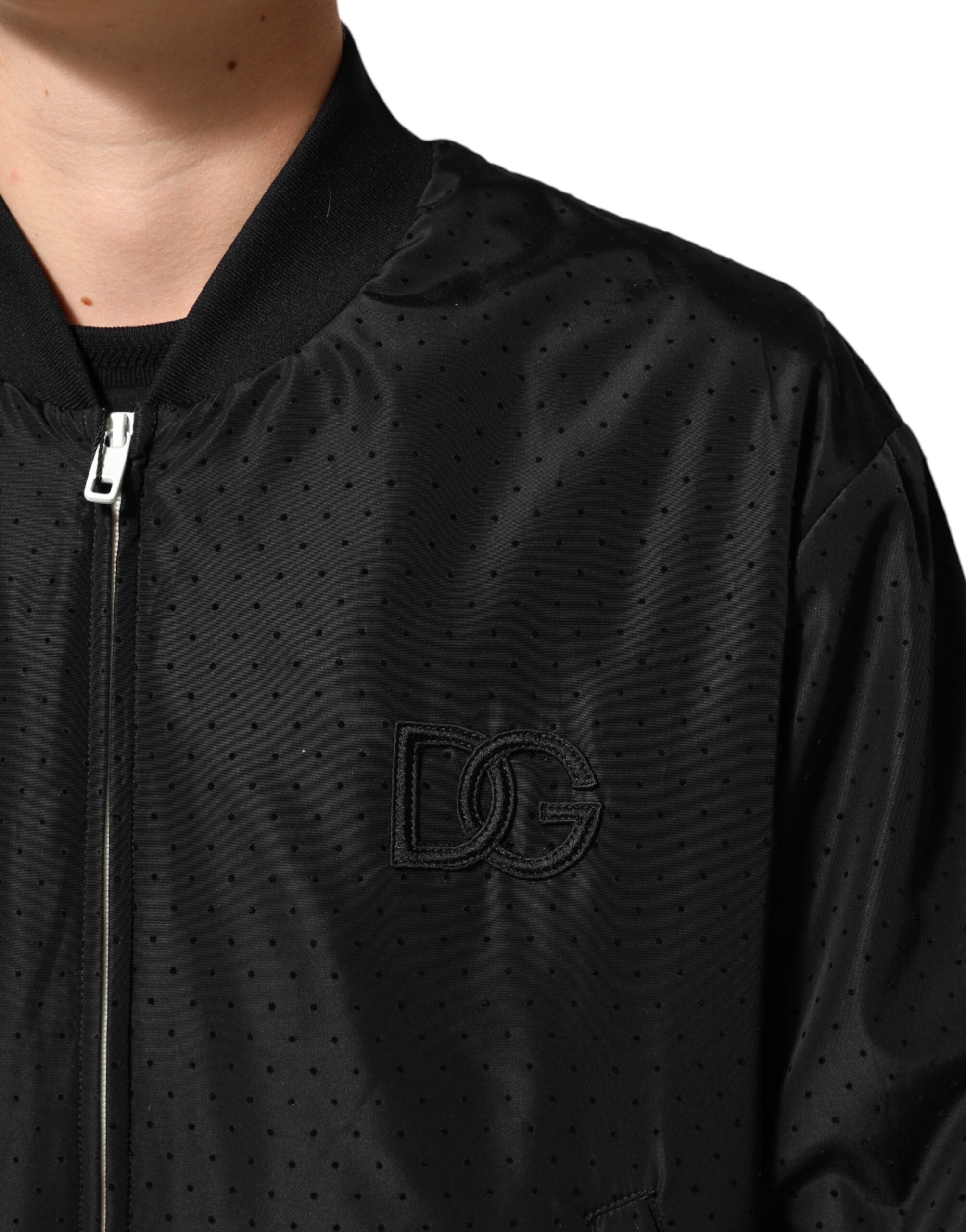 Dolce & Gabbana Sort Acetat Full Zip Bomber Herrejakke