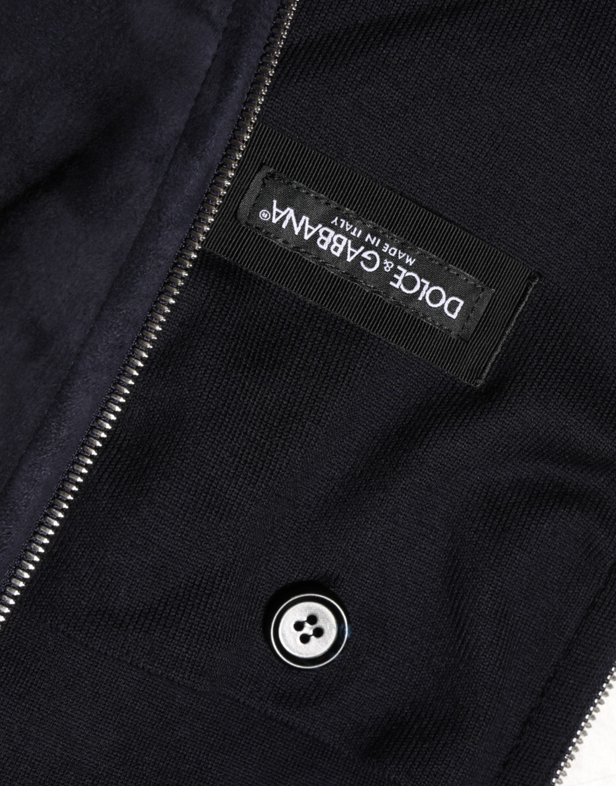 Dolce & Gabbana Sort Læder Blouson Jakke med Hættetrøje og Lynlås