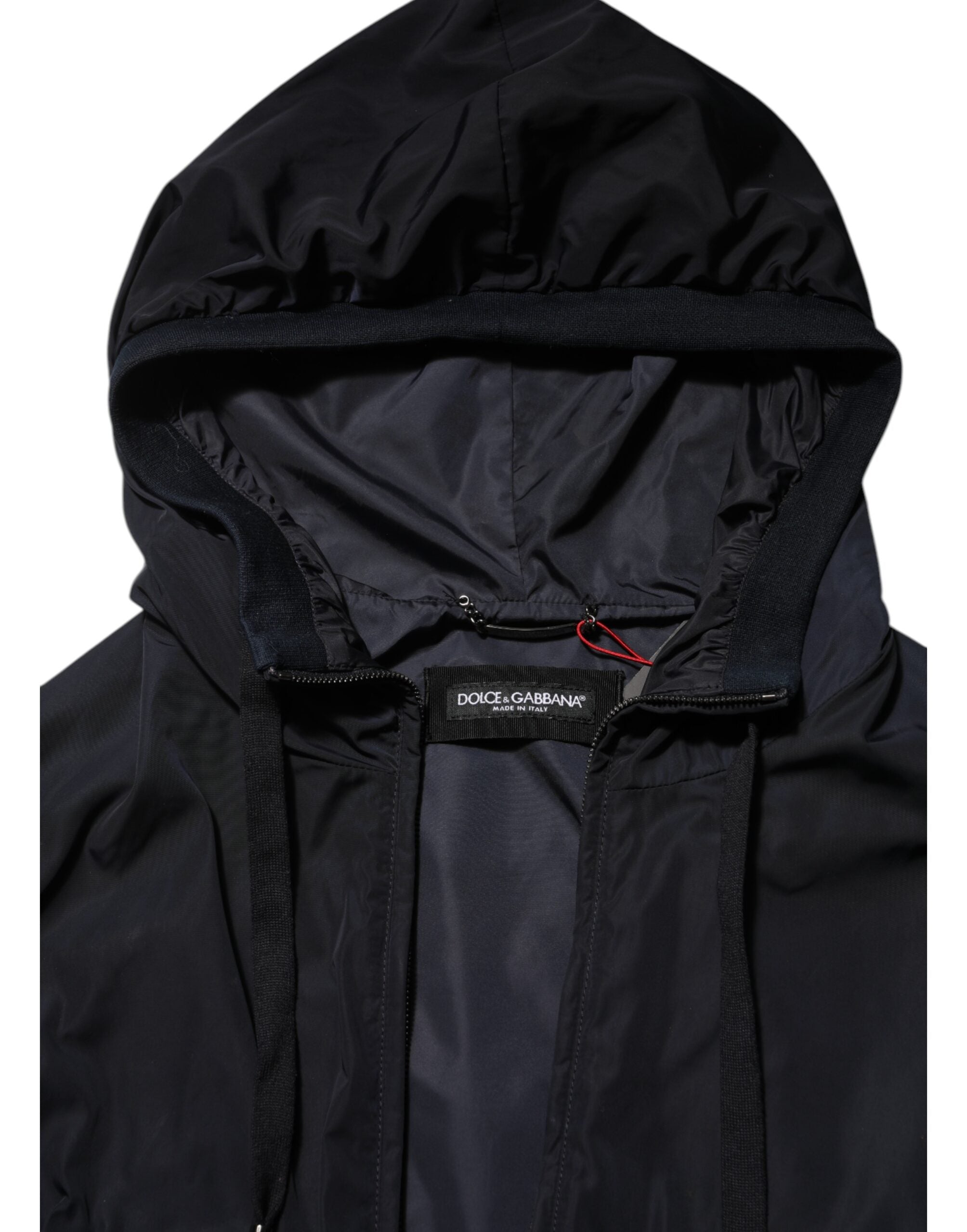 Dolce & Gabbana Blå Logo Tape Hættetrøje med Lynlås