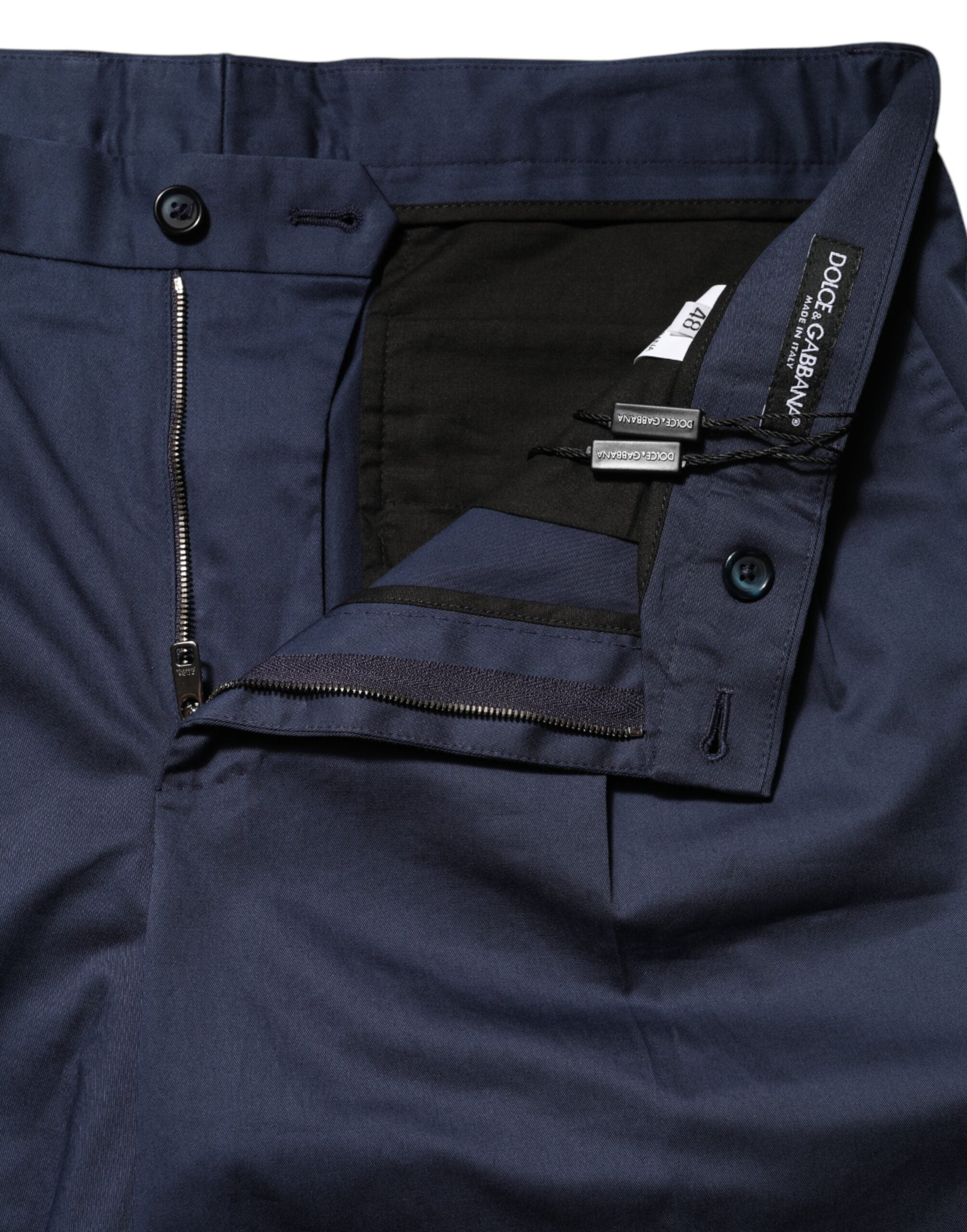 Dolce & Gabbana Blå Bomuldsshorts med Mellemhøj Talje og Stretch