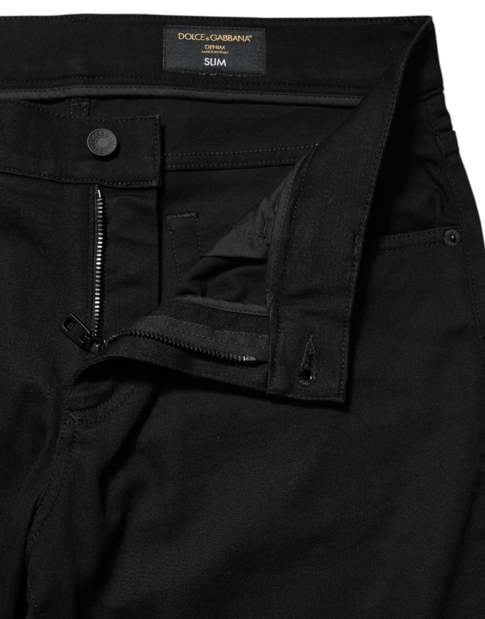 Dolce & Gabbana Sorte Bomuld Mellemhøj Talje Skinny Herre Denim Jeans