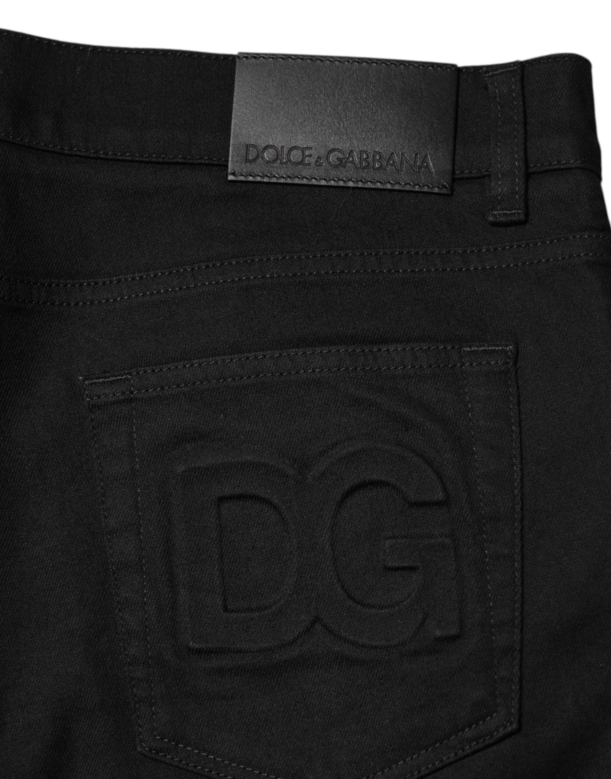 Dolce & Gabbana Sorte Bomuld Mellemhøj Talje Skinny Herre Denim Jeans