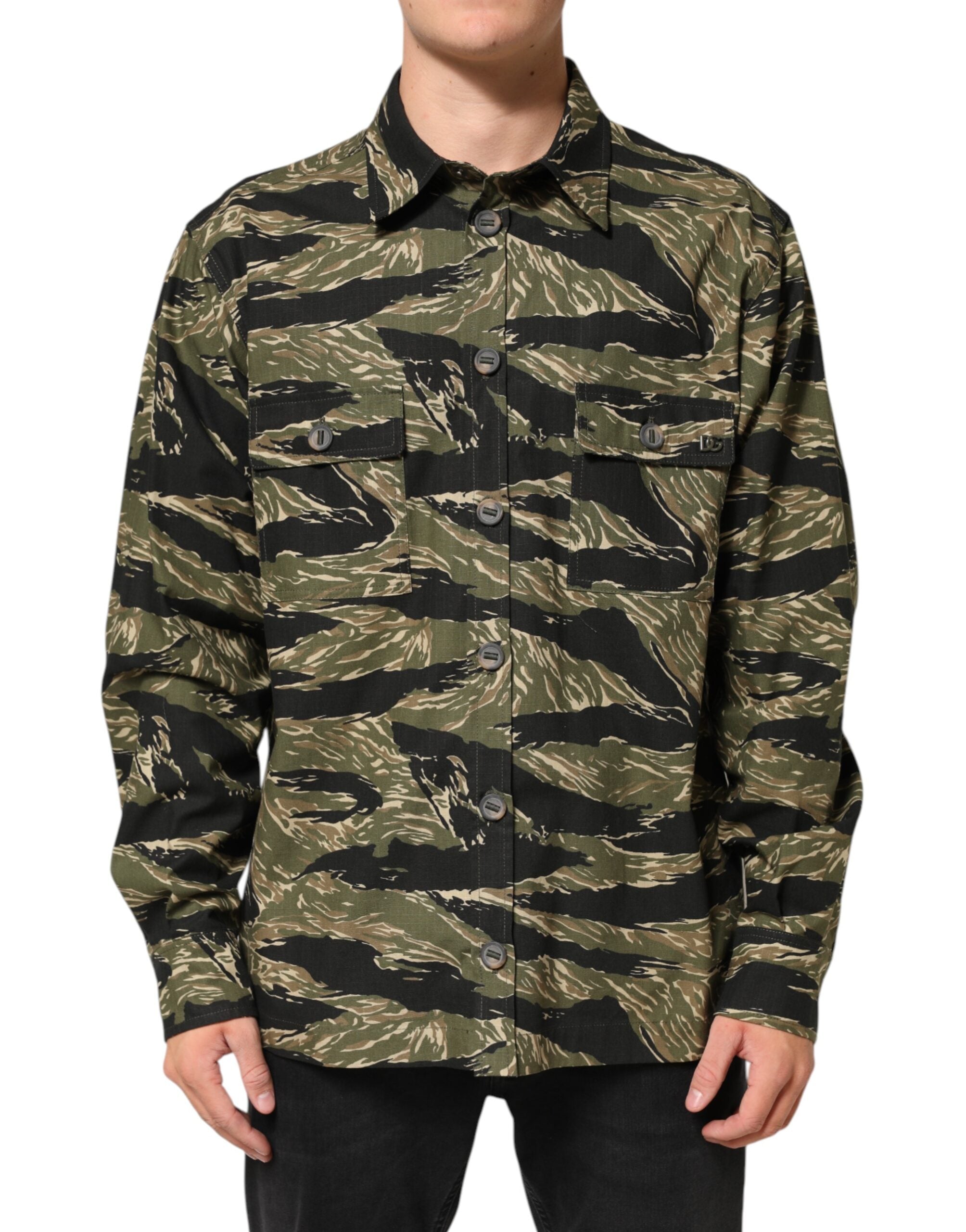 Dolce &amp; Gabbana Flerfarvet Camouflage Bomuldsskjorte