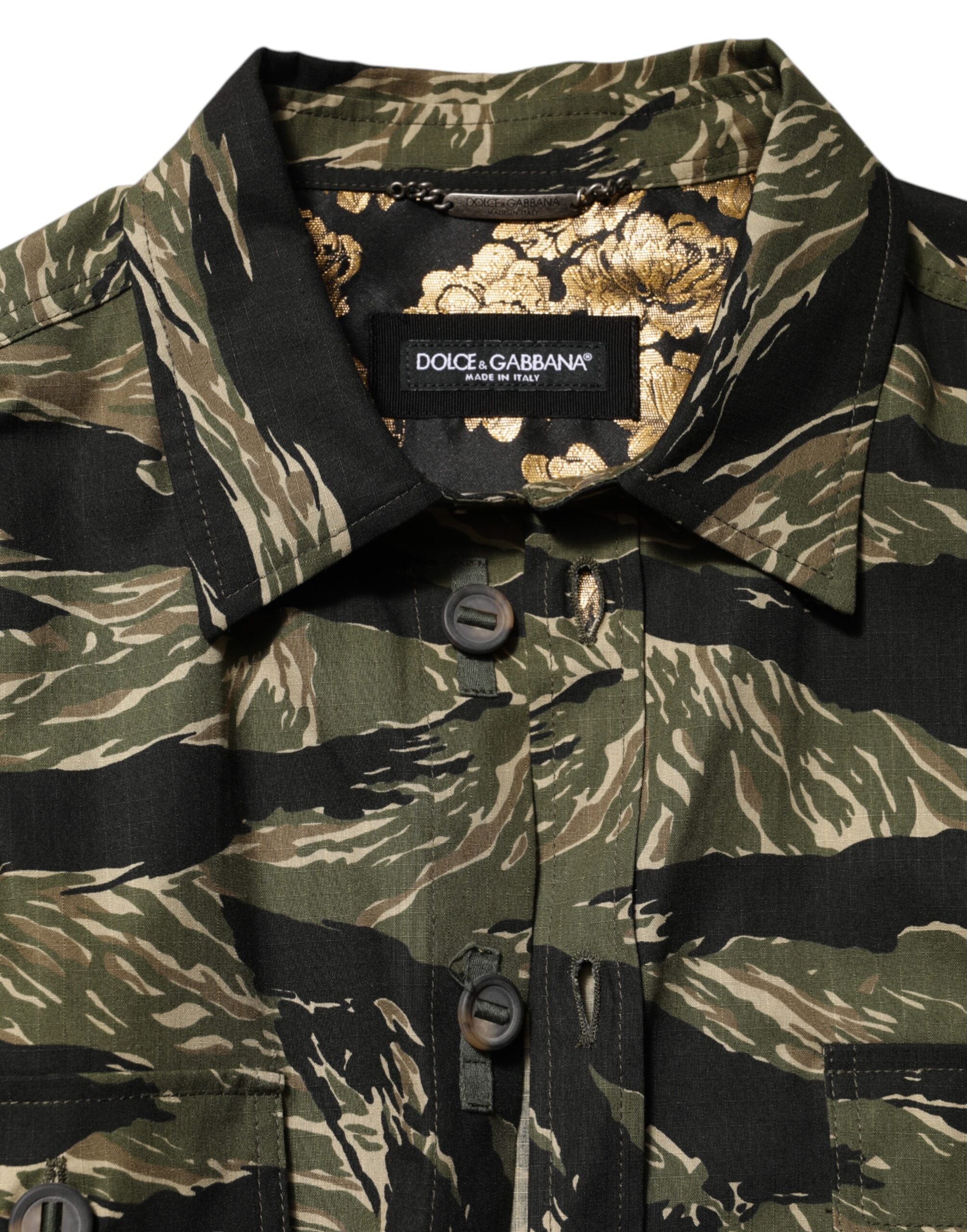 Dolce &amp; Gabbana Flerfarvet Camouflage Bomuldsskjorte
