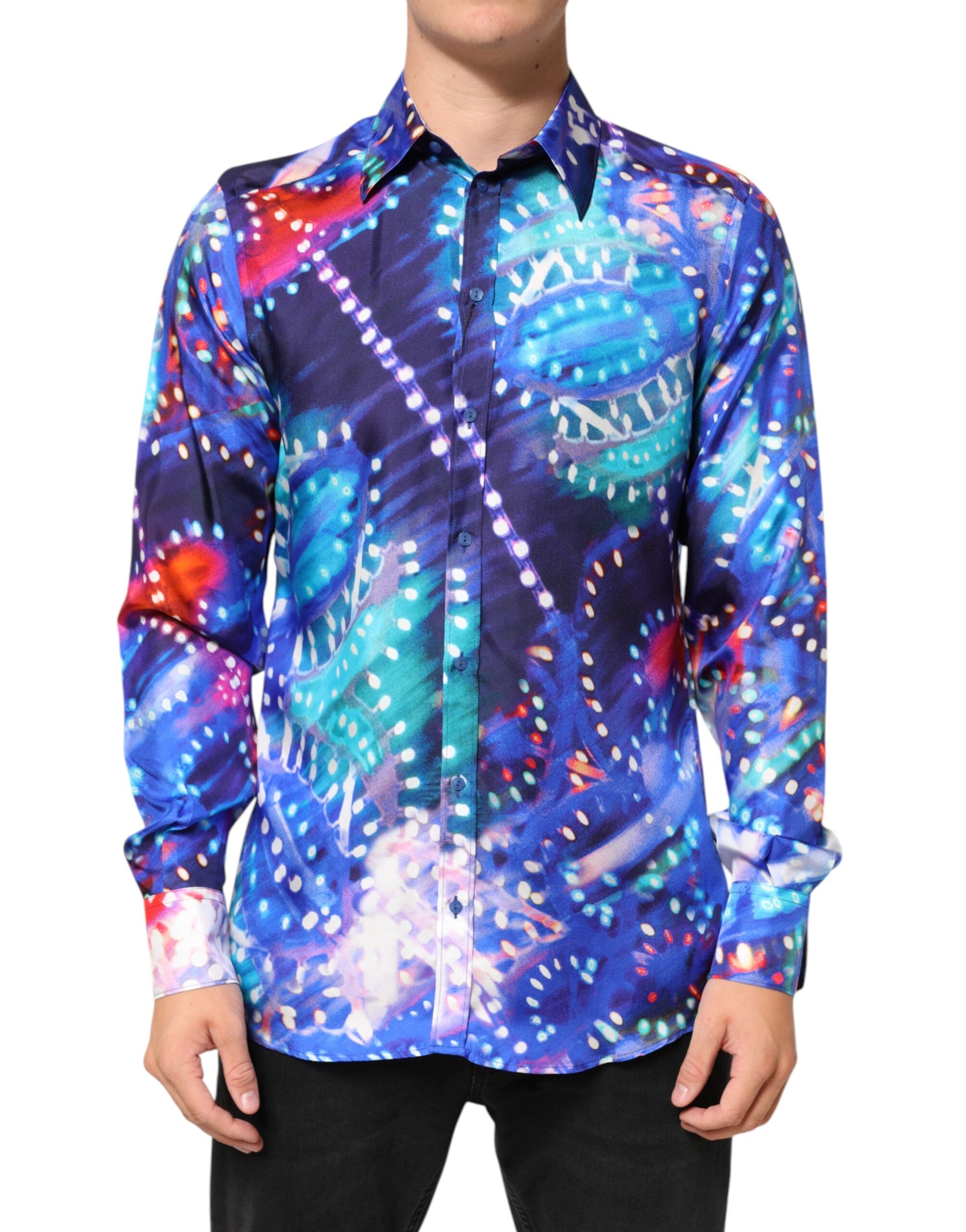 Dolce &amp; Gabbana Multicolor Luminarie MARTINI Slim herreskjorte