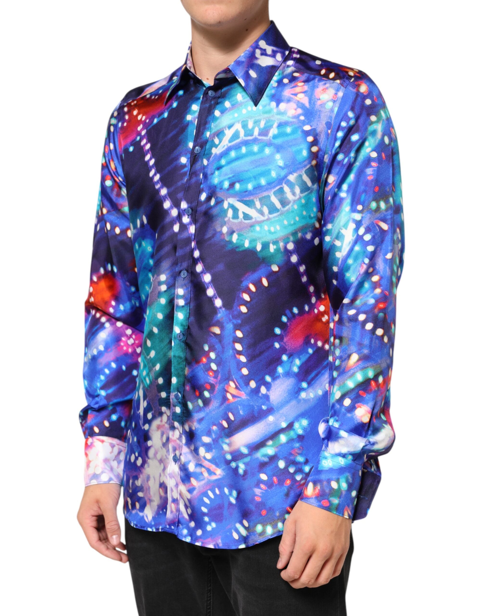 Dolce &amp; Gabbana Multicolor Luminarie MARTINI Slim herreskjorte