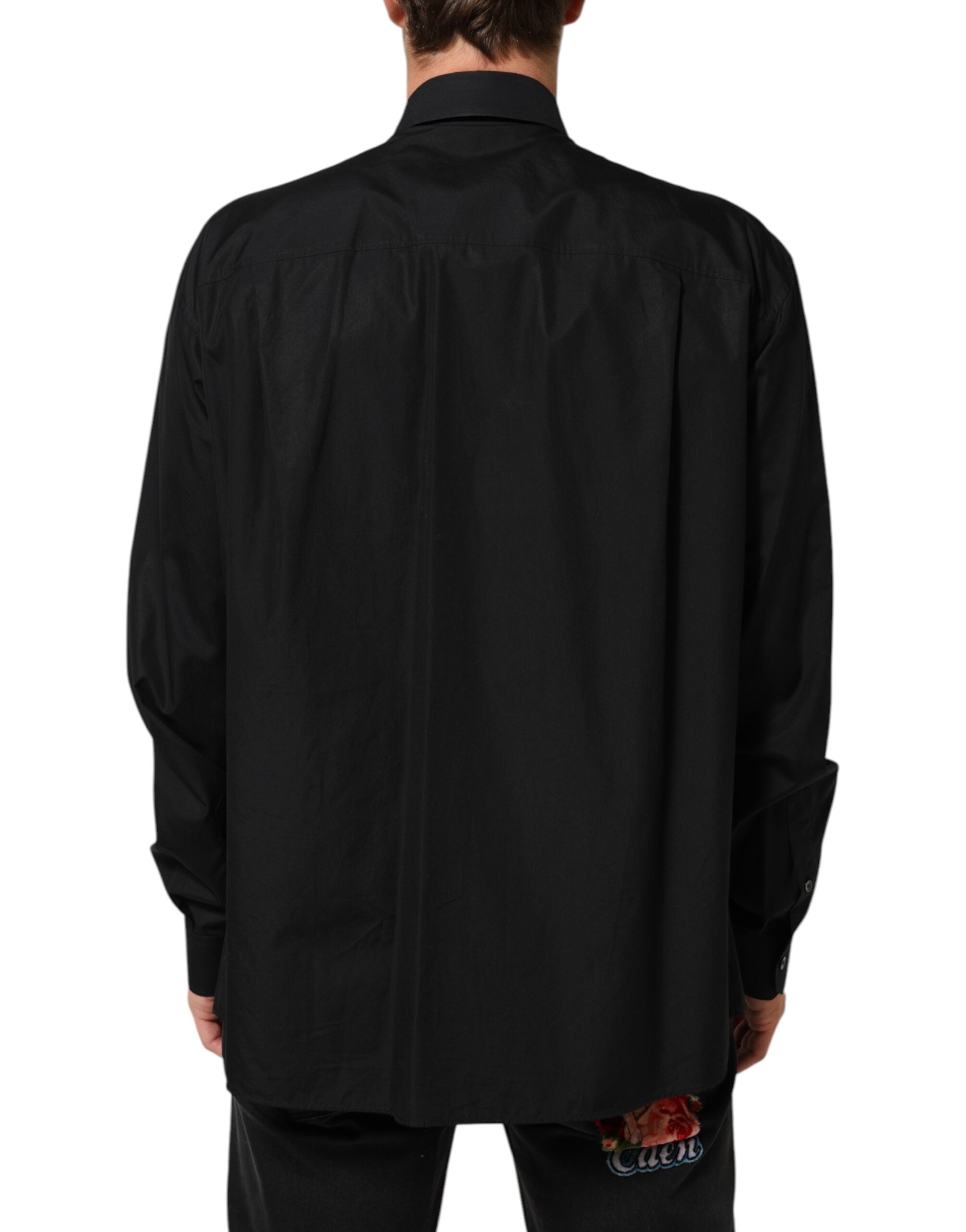 Dolce & Gabbana Sort Broderet Kjole Herre Formel Skjorte