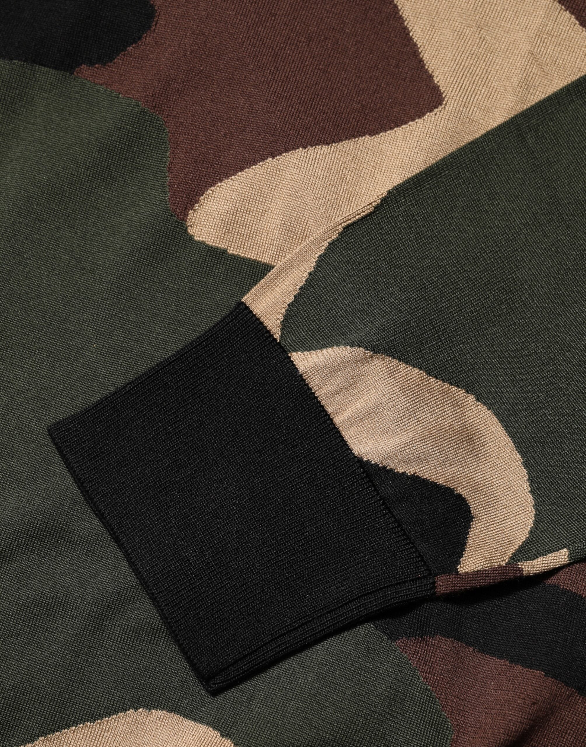 Dolce & Gabbana Multicolor Camouflage Rundhals Mænd Pullover Sweater