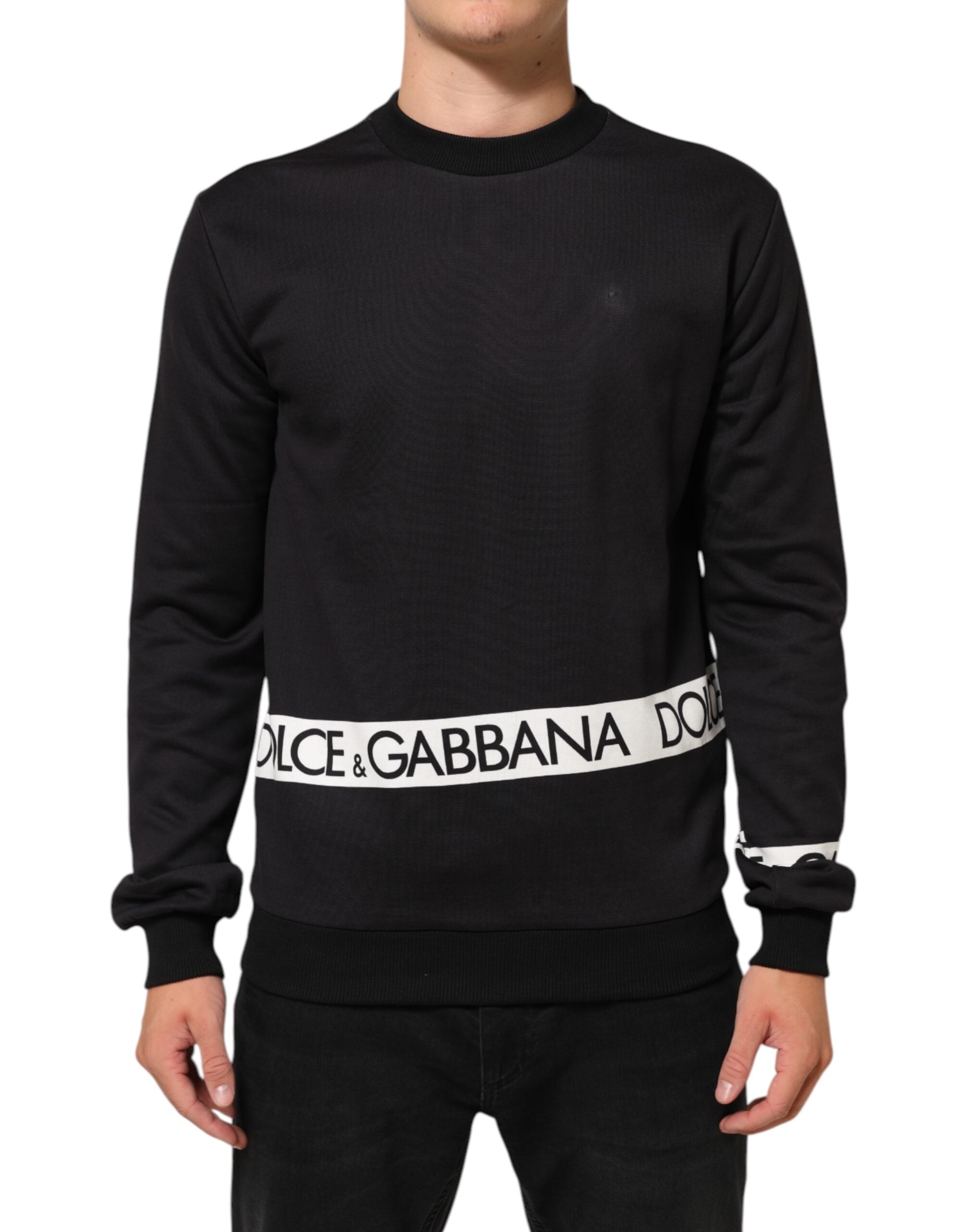 Dolce & Gabbana Sort Logo Rund Hals Herre Sweatshirt