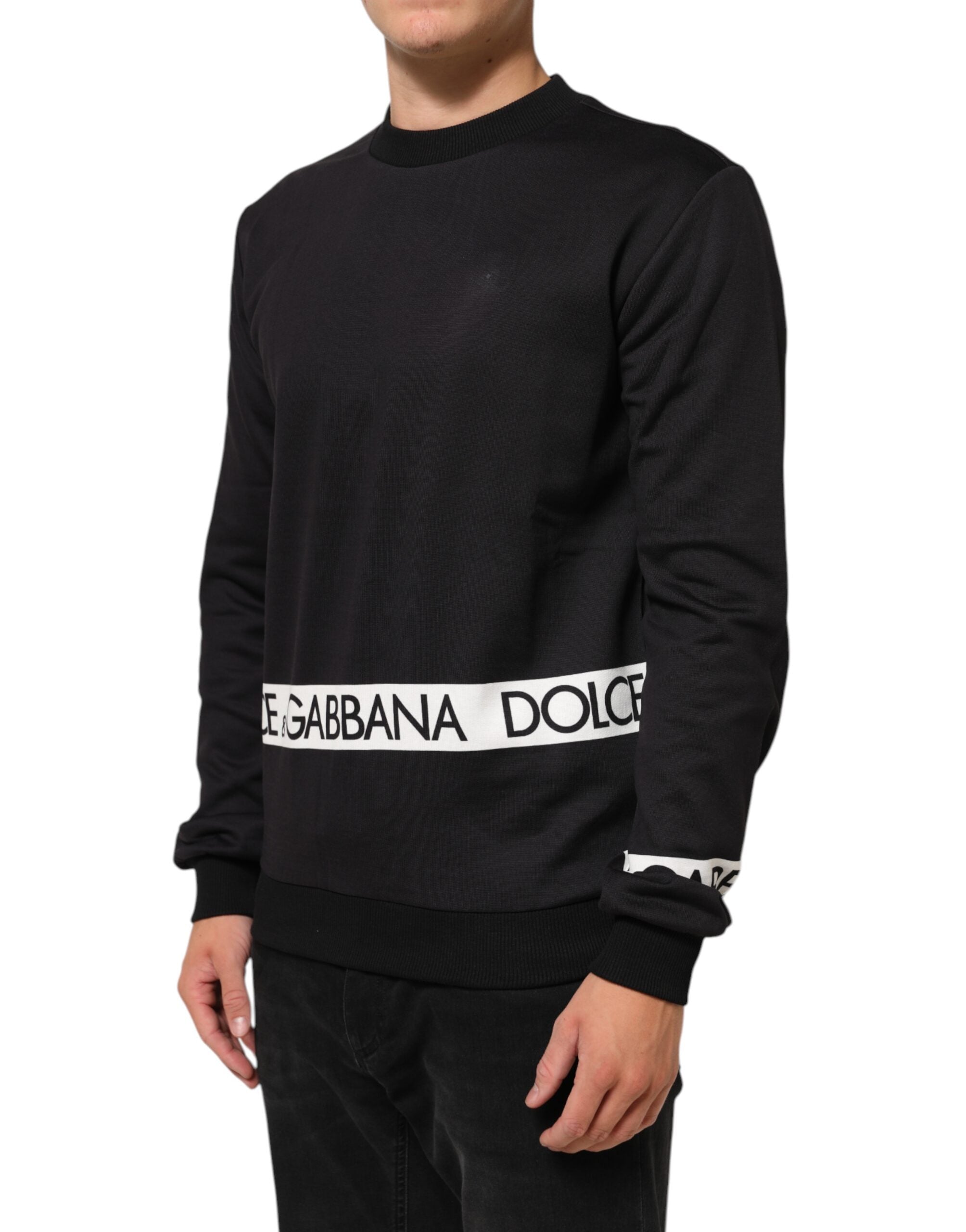 Dolce & Gabbana Sort Logo Rund Hals Herre Sweatshirt