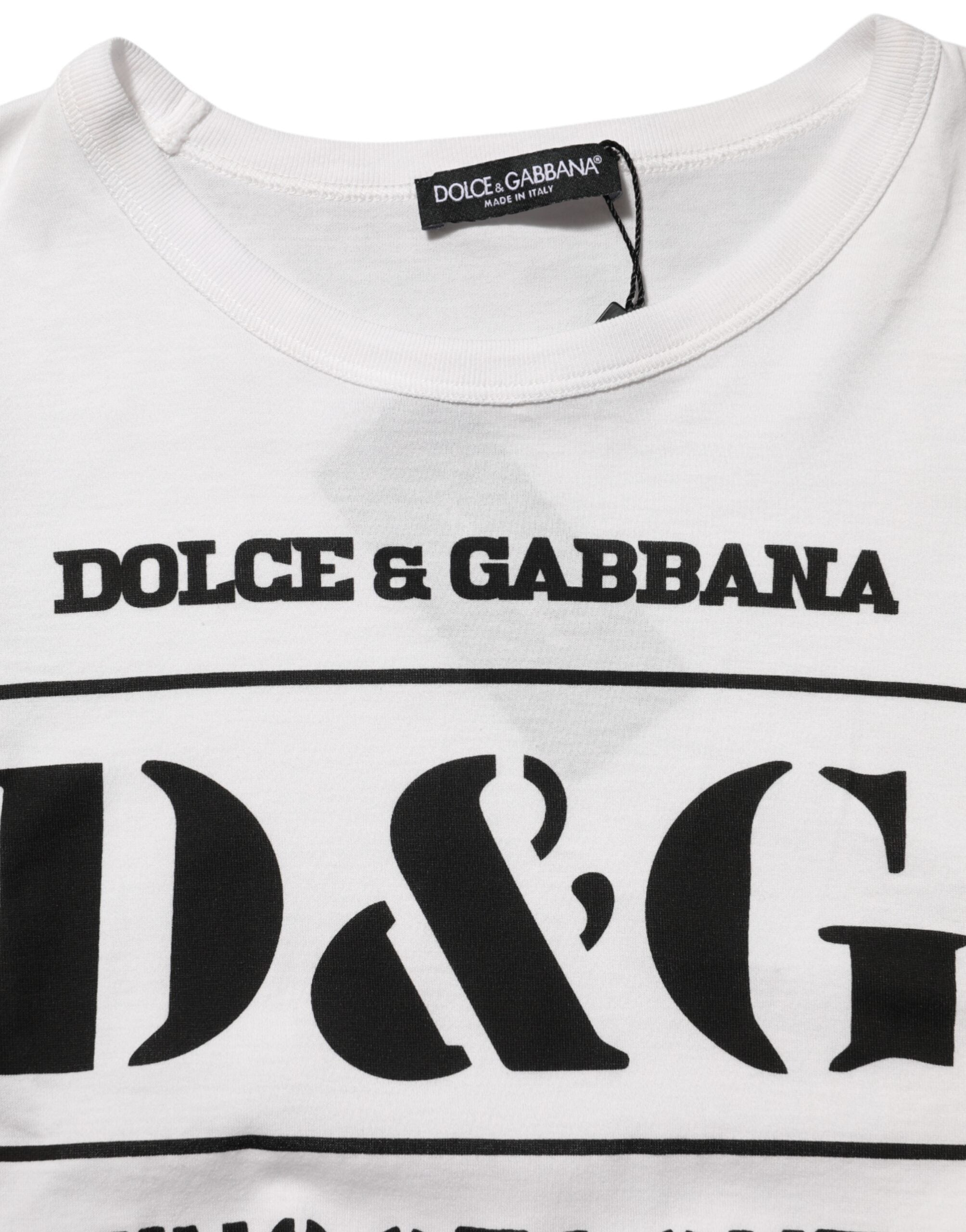 Dolce & Gabbana Hvid Logo Camouflage Rund Hals Herre T-shirt