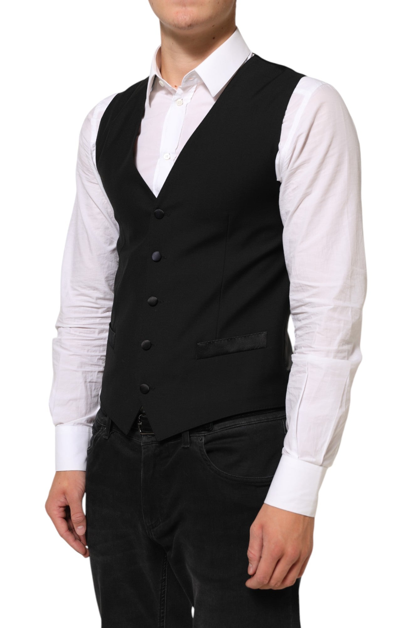 Dolce &amp; Gabbana Sort Uldkjole Formel Herrevest