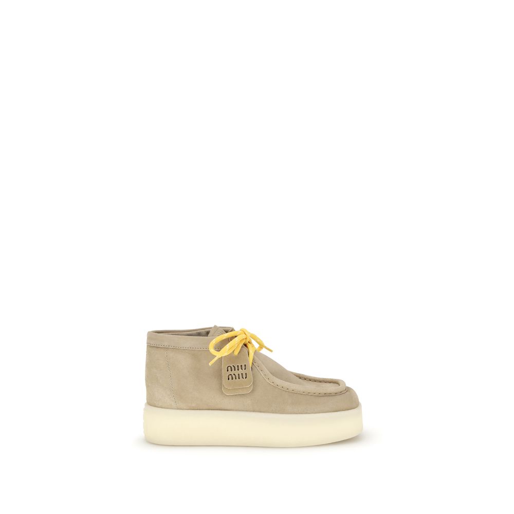 Miu Miu Beige Gummi Platform Sneakers