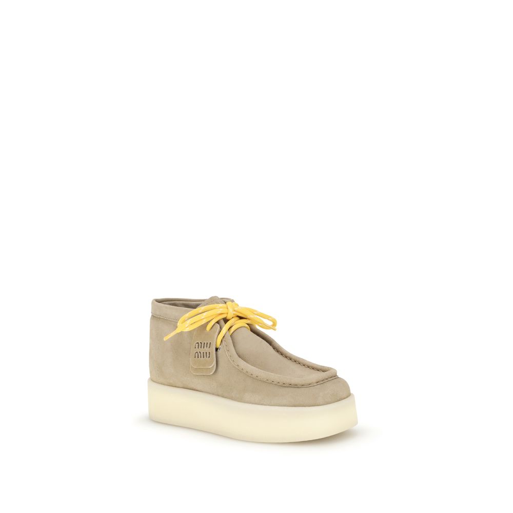 Miu Miu Beige Gummi Platform Sneakers