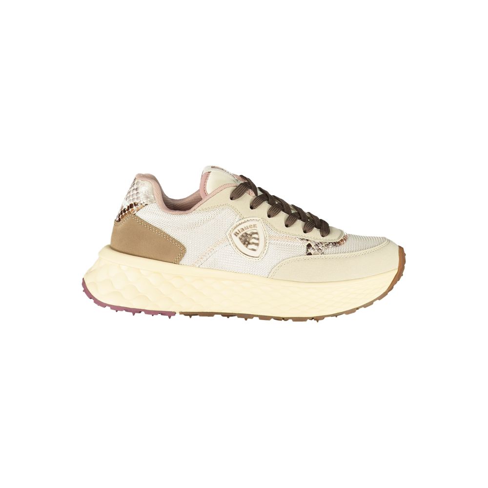 Blauer Beige Læder Sneaker til kvinder