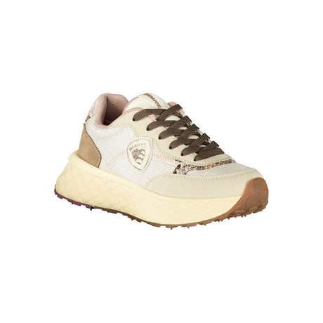 Blauer Beige Læder Sneaker til kvinder