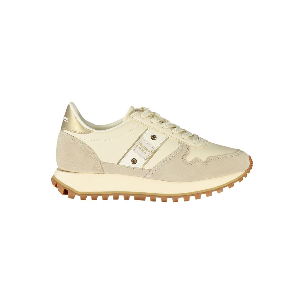 Blauer Beige Læder Sneaker til kvinder