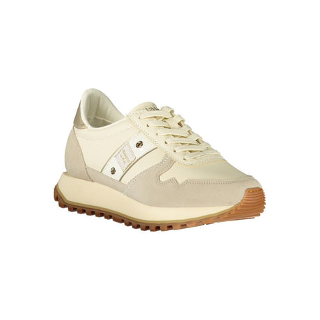 Blauer Beige Læder Sneaker til kvinder