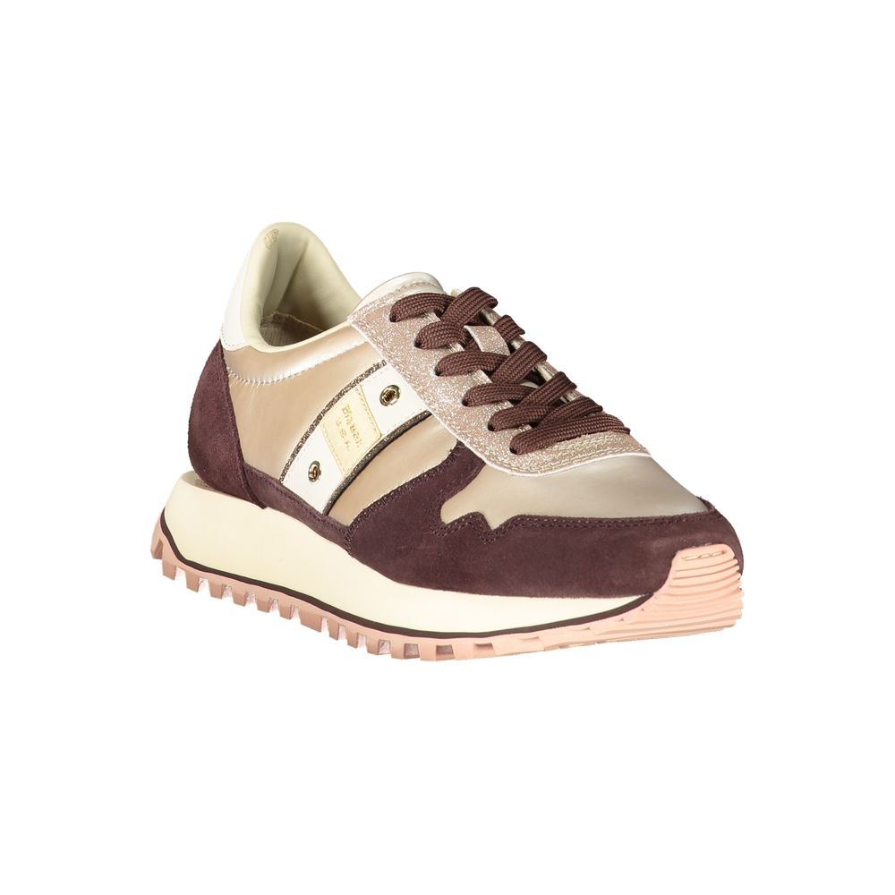 Blauer Beige Læder Sneaker til kvinder