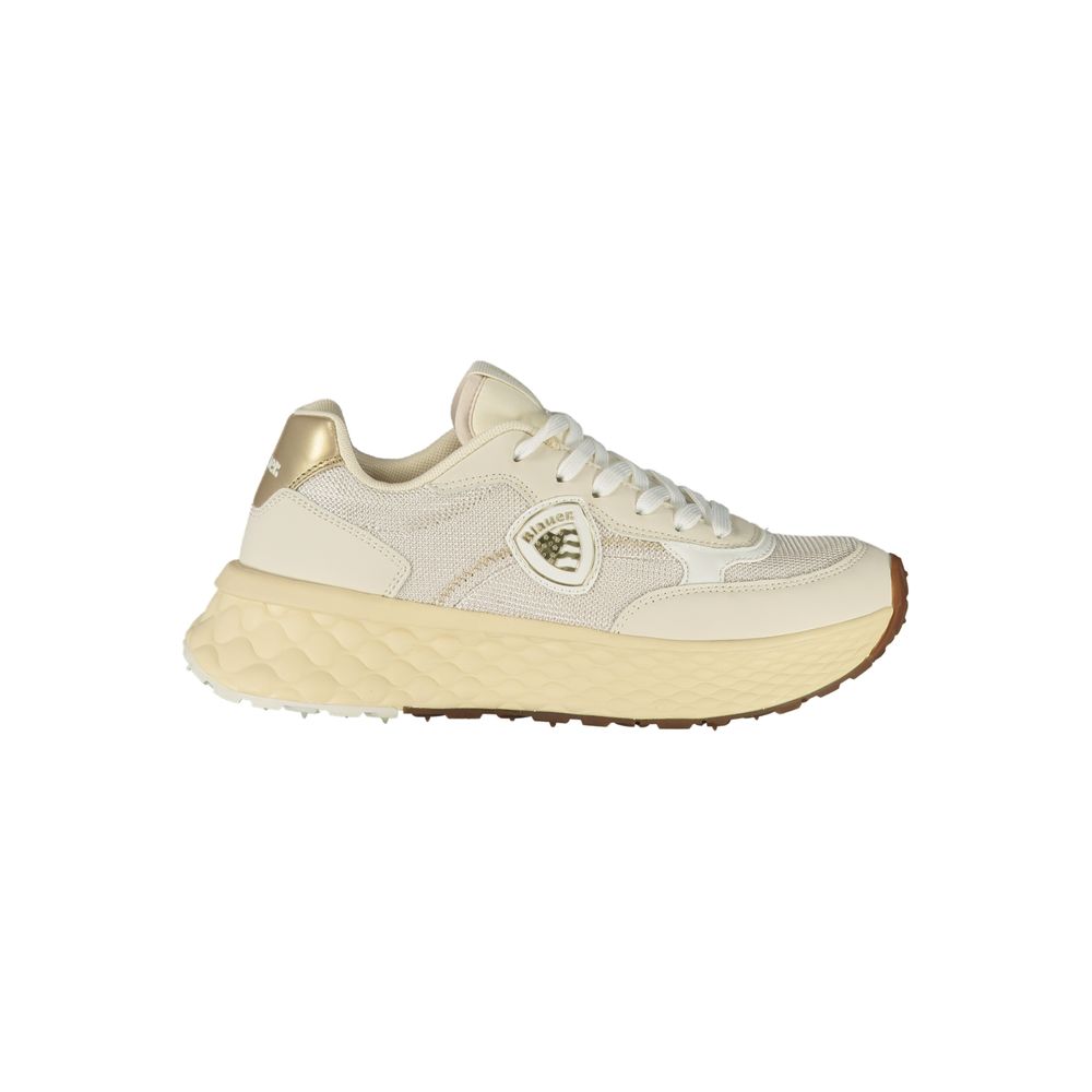 Blauer Beige Læder Sneaker til kvinder