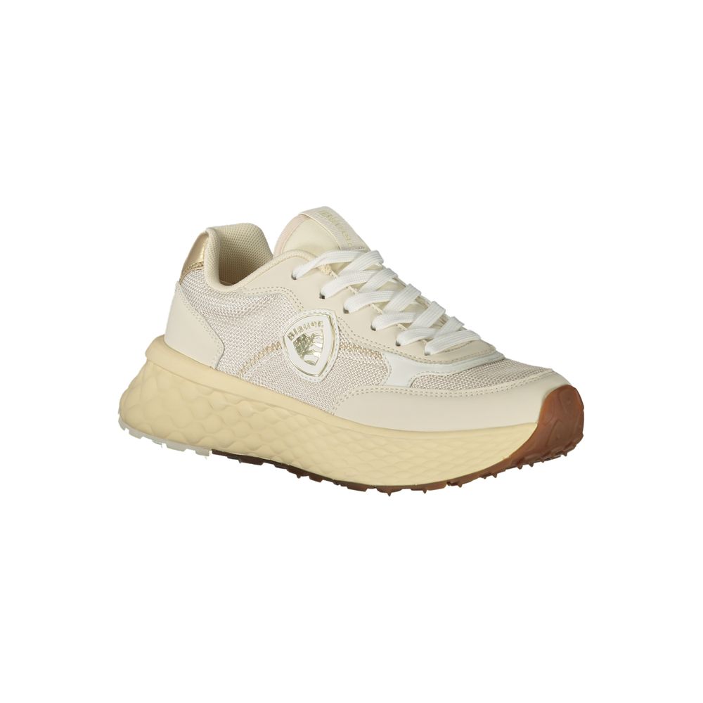 Blauer Beige Læder Sneaker til kvinder