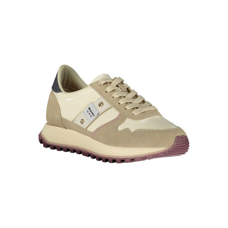 Blauer Beige Læder Sneaker til kvinder