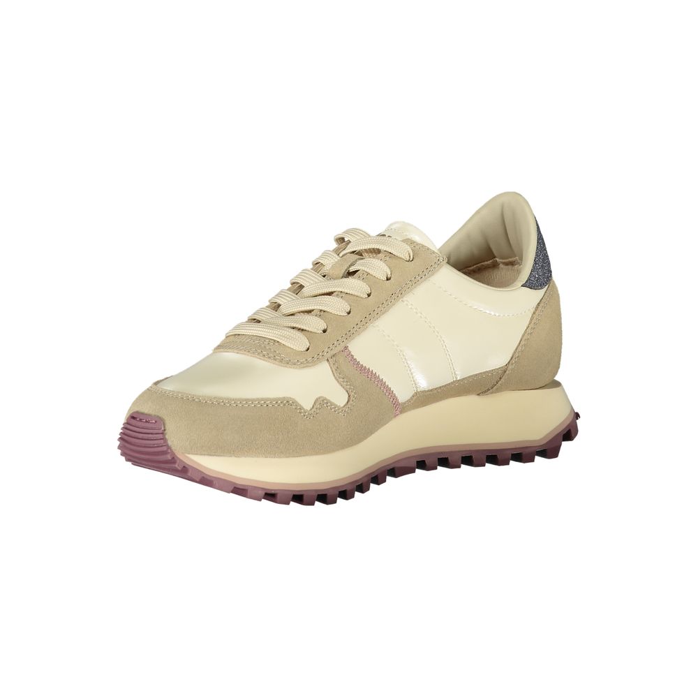 Blauer Beige Læder Sneaker til kvinder