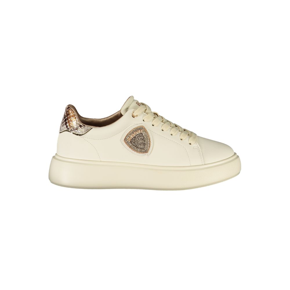 Blauer Beige Læder Sneaker til kvinder
