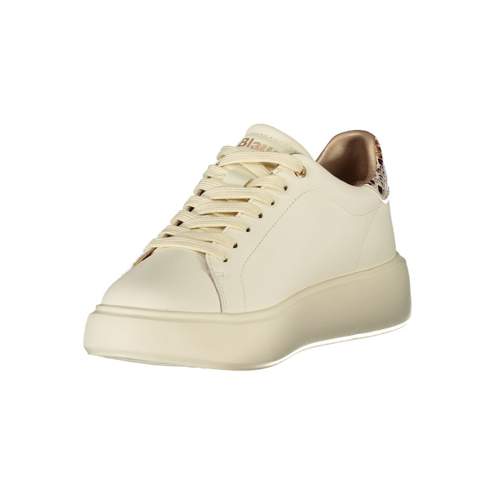 Blauer Beige Læder Sneaker til kvinder