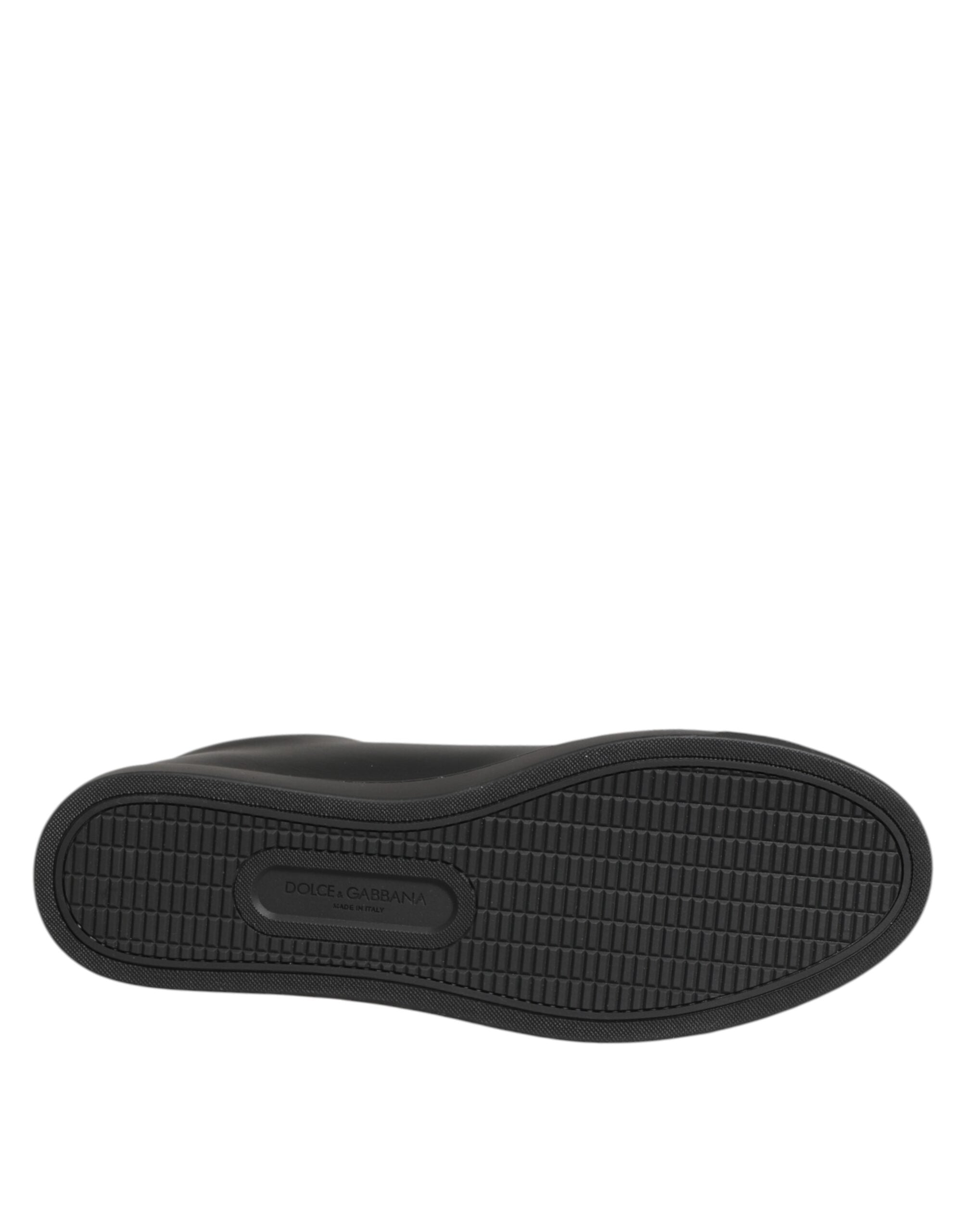 Dolce & Gabbana Sorte Læder Krystal Hjerte Sneakers Sko