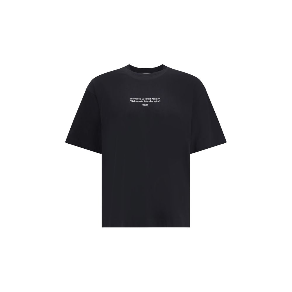 Off-white sort bomulds-T-shirt