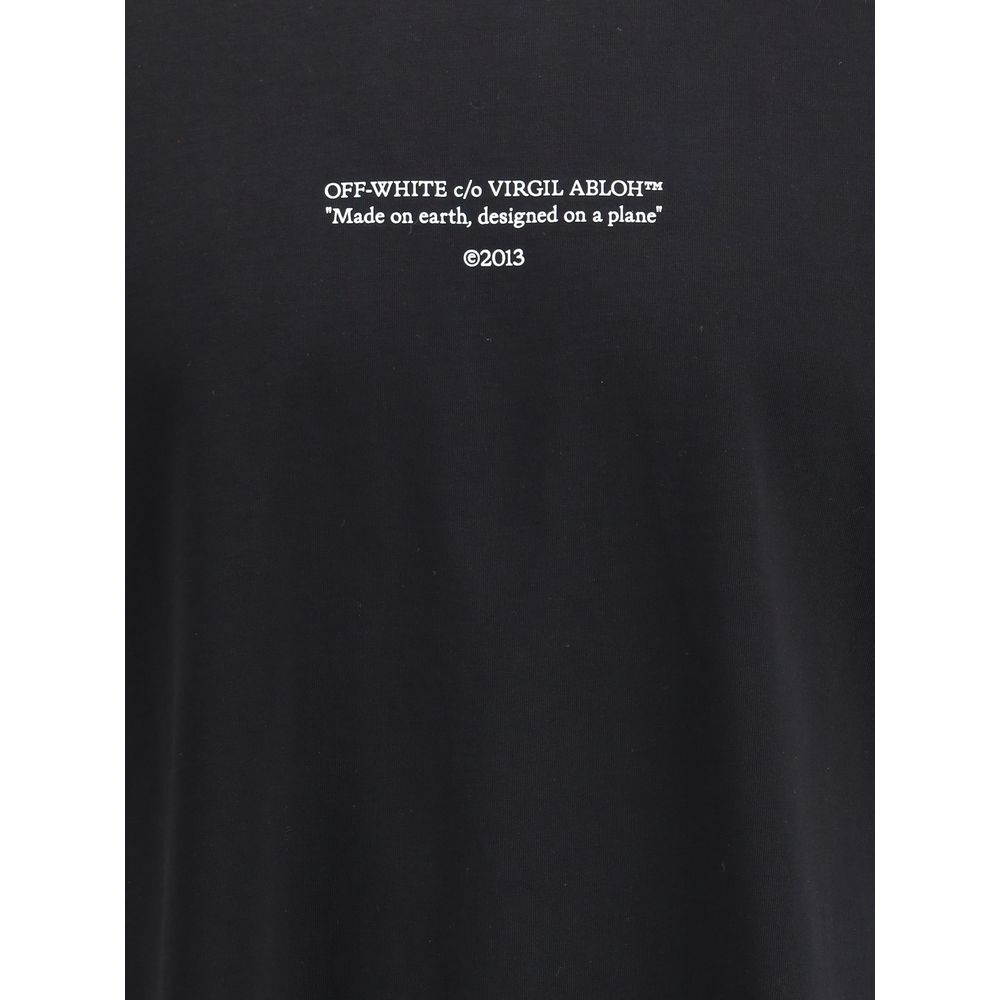 Off-white sort bomulds-T-shirt