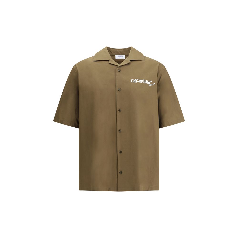 Off-white grøn bomuldsskjorte