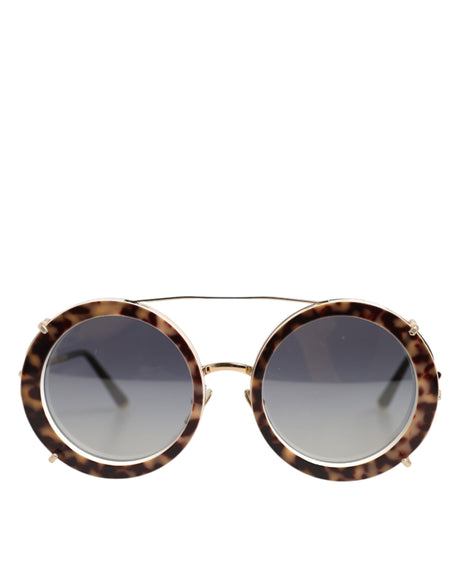 Dolce &amp; Gabbana DG2198 Brune Leopardprint Runde Solbriller med Gradient