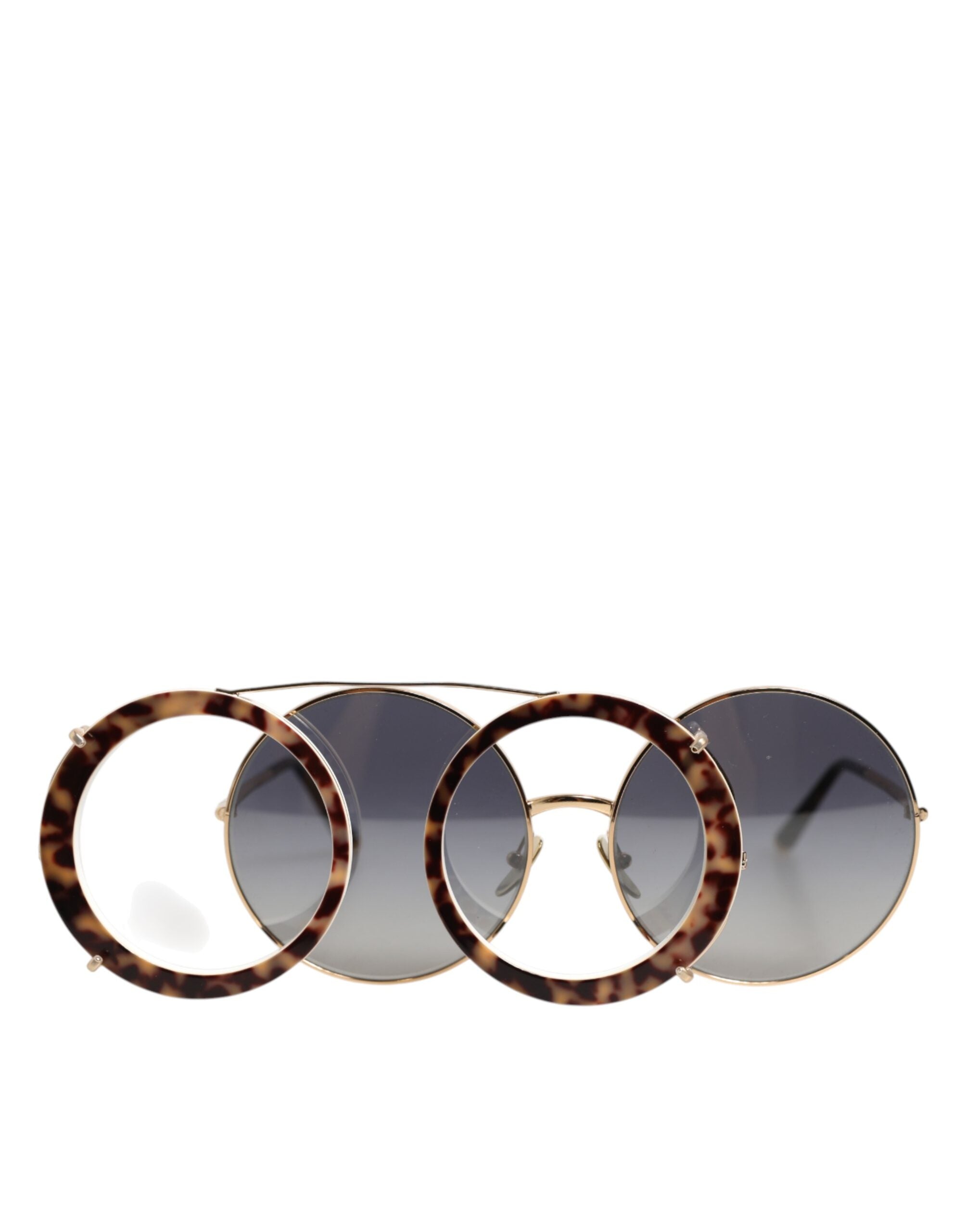 Dolce & Gabbana DG2198 Brune Leopardprint Runde Solbriller med Gradient
