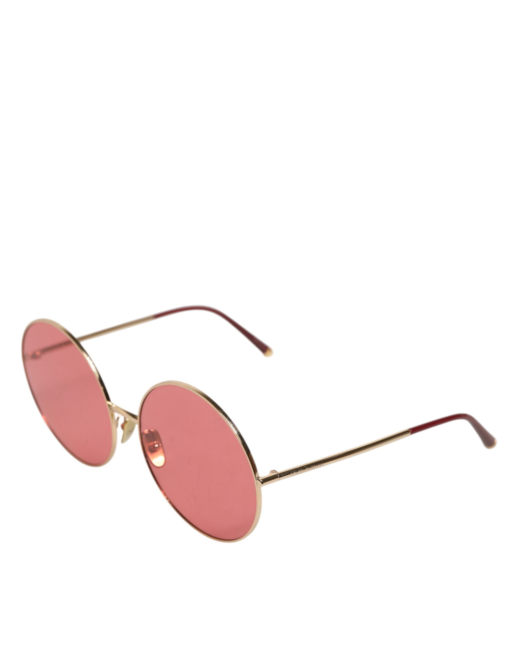 Dolce &amp; Gabbana Rosa Guld Metall Runda Solglasögon