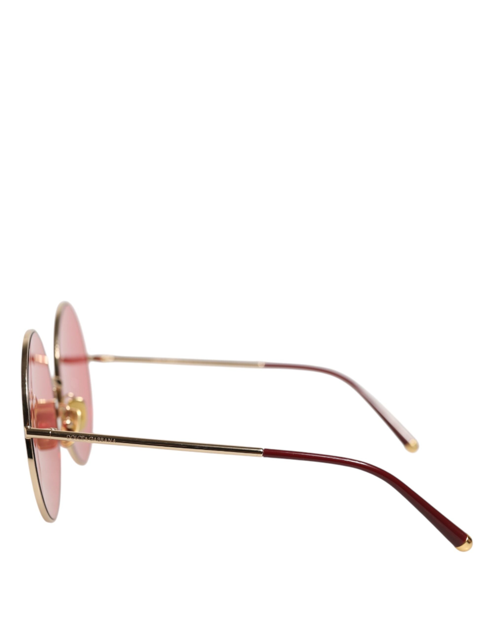 Dolce &amp; Gabbana Rosa Guld Metall Runda Solglasögon