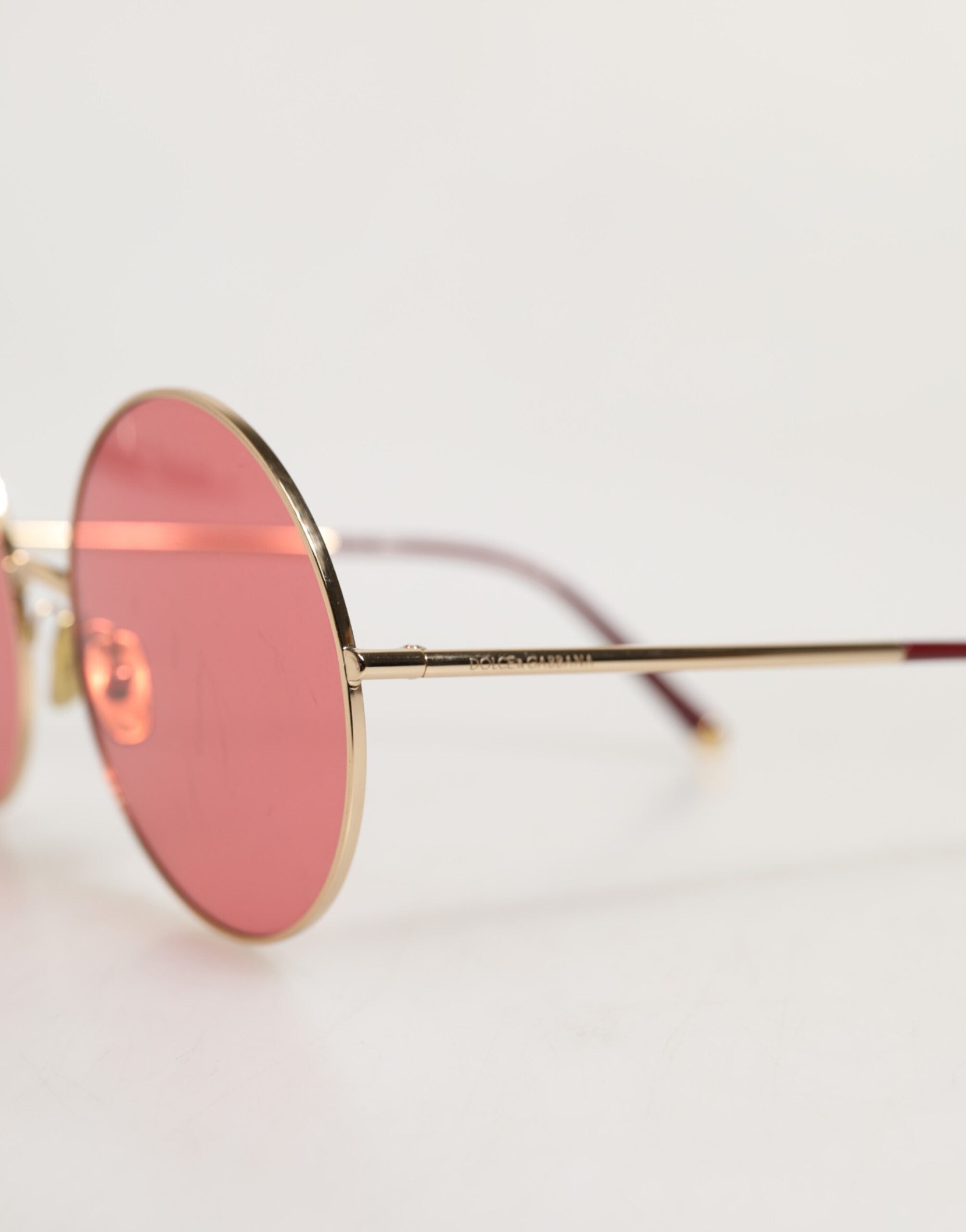 Dolce &amp; Gabbana Rosa Guld Metall Runda Solglasögon