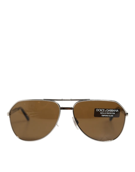Dolce &amp; Gabbana DG2106K Sølvfarvede Aviator Solbriller med Brillestel