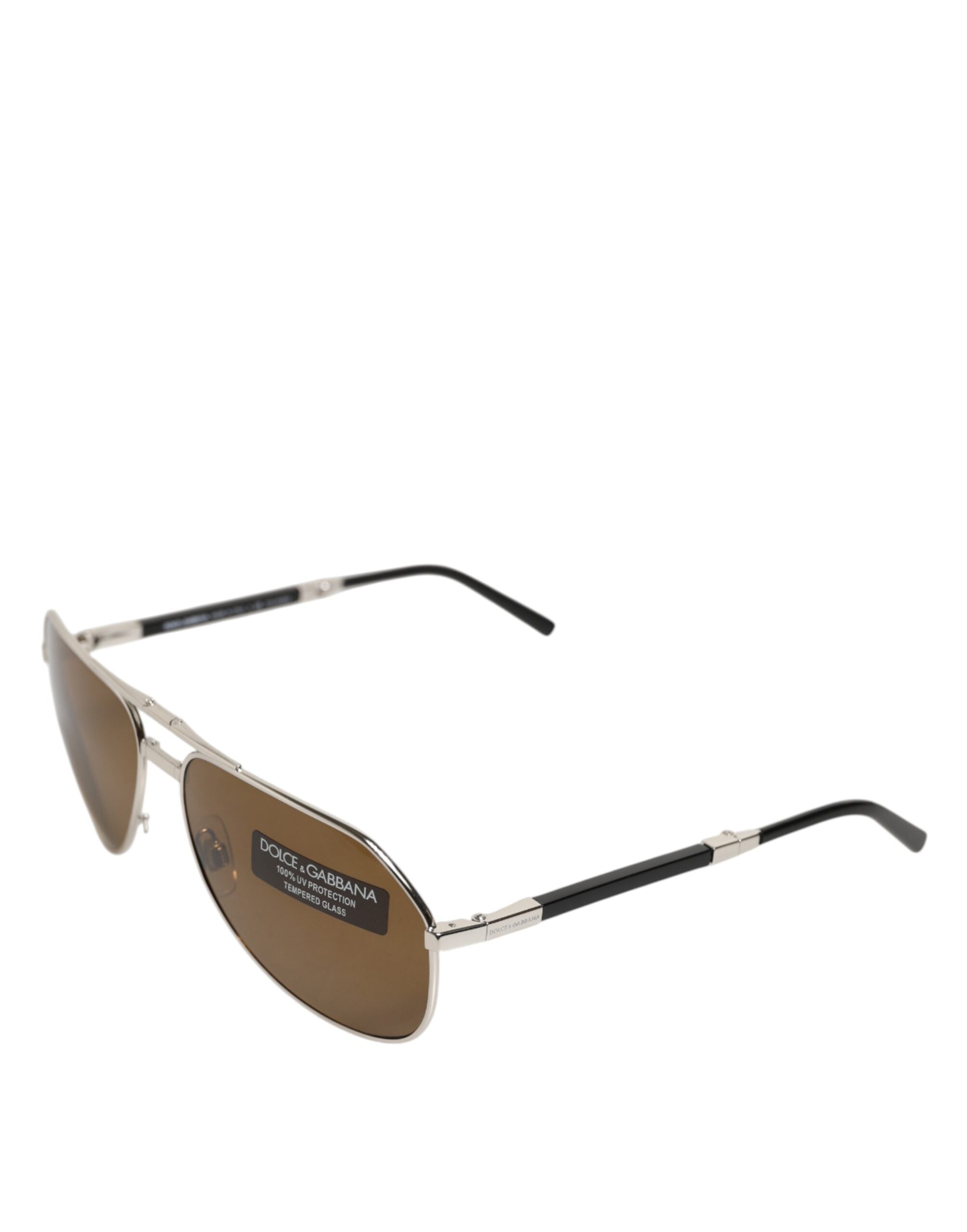 Dolce & Gabbana DG2106K Sølvfarvede Aviator Solbriller med Brillestel