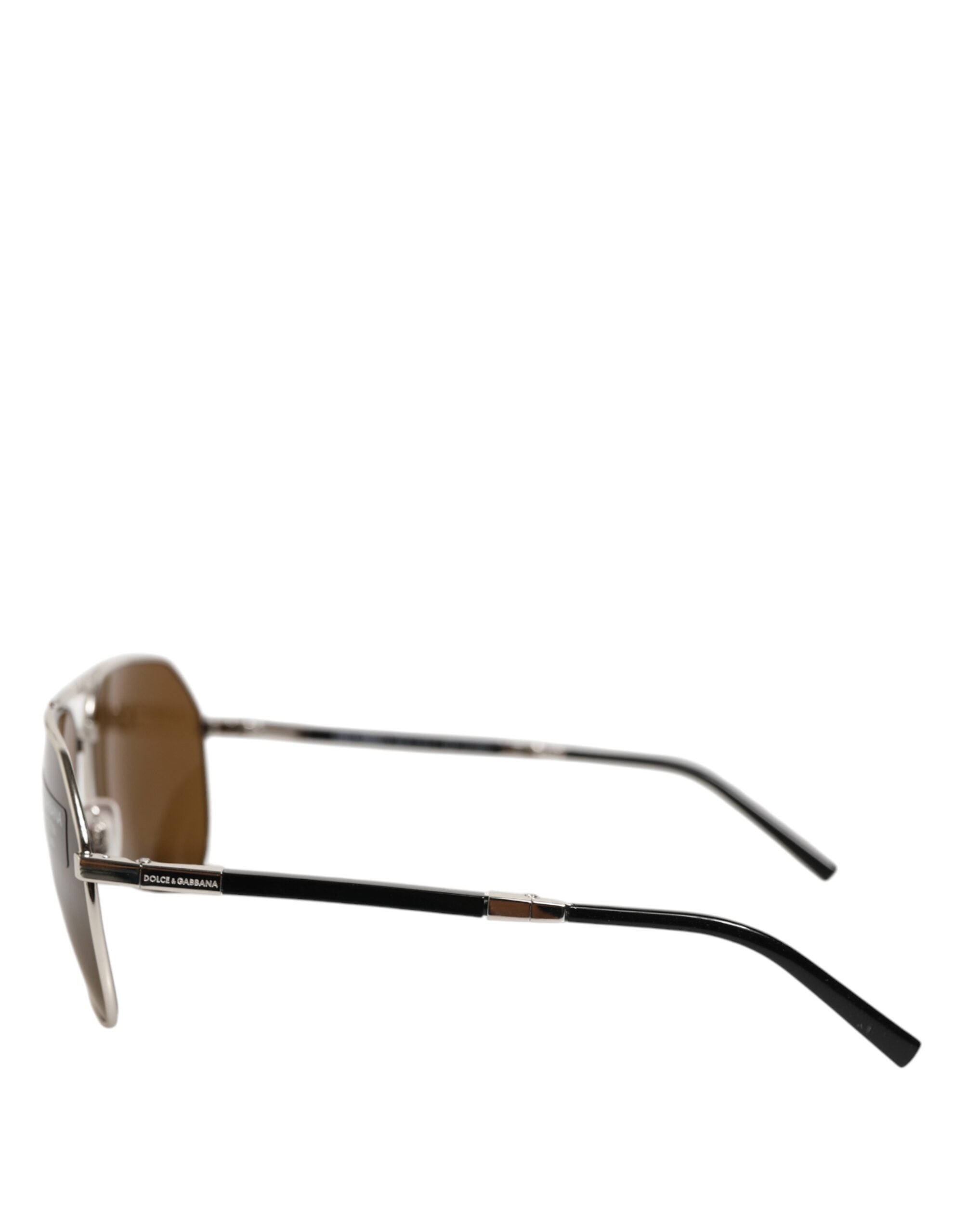 Dolce & Gabbana DG2106K Sølvfarvede Aviator Solbriller med Brillestel
