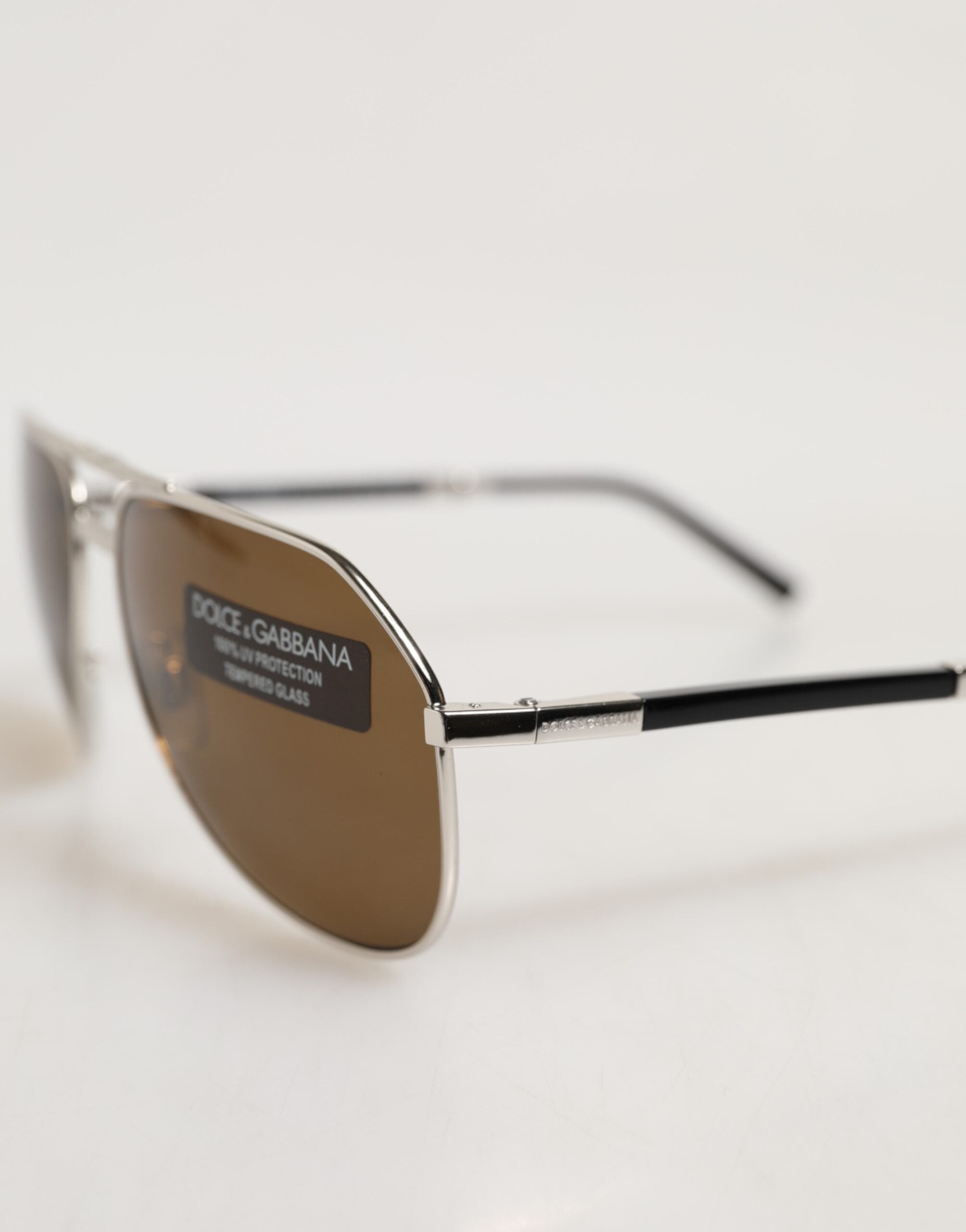 Dolce & Gabbana DG2106K Sølvfarvede Aviator Solbriller med Brillestel