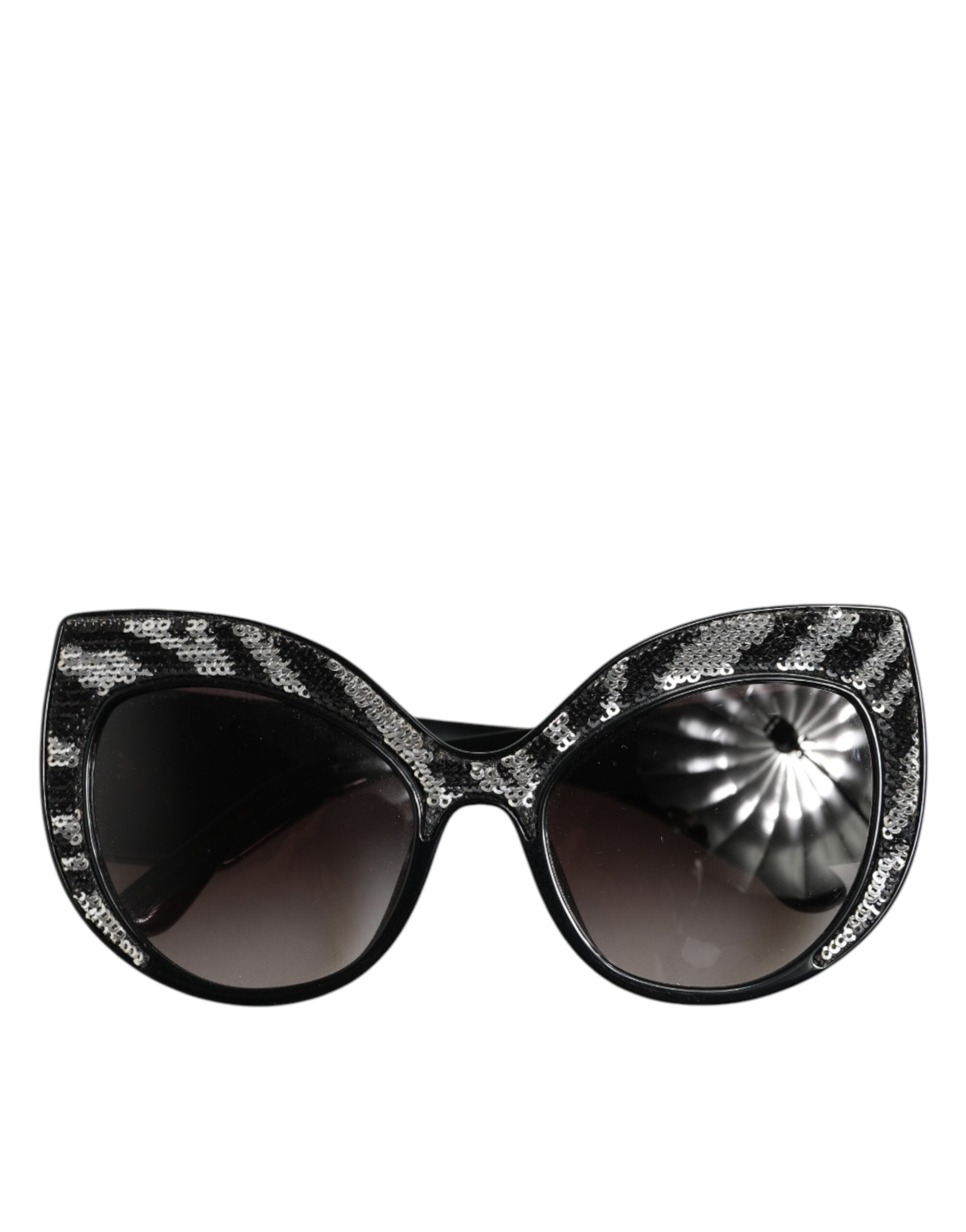 Dolce &amp; Gabbana Sorte Sølvfarvede Pailletter Sommerfugle Polariserede Solbriller