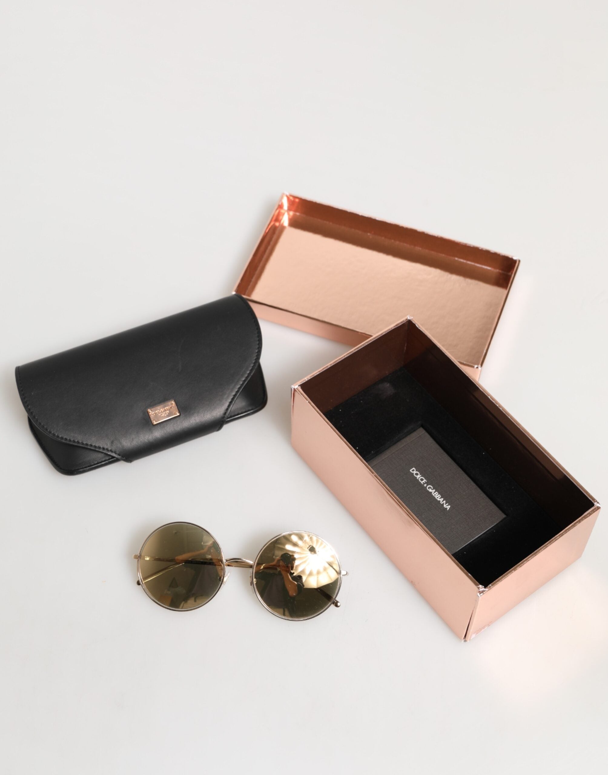 Dolce &amp; Gabbana guldfärgade metallrunda solglasögon