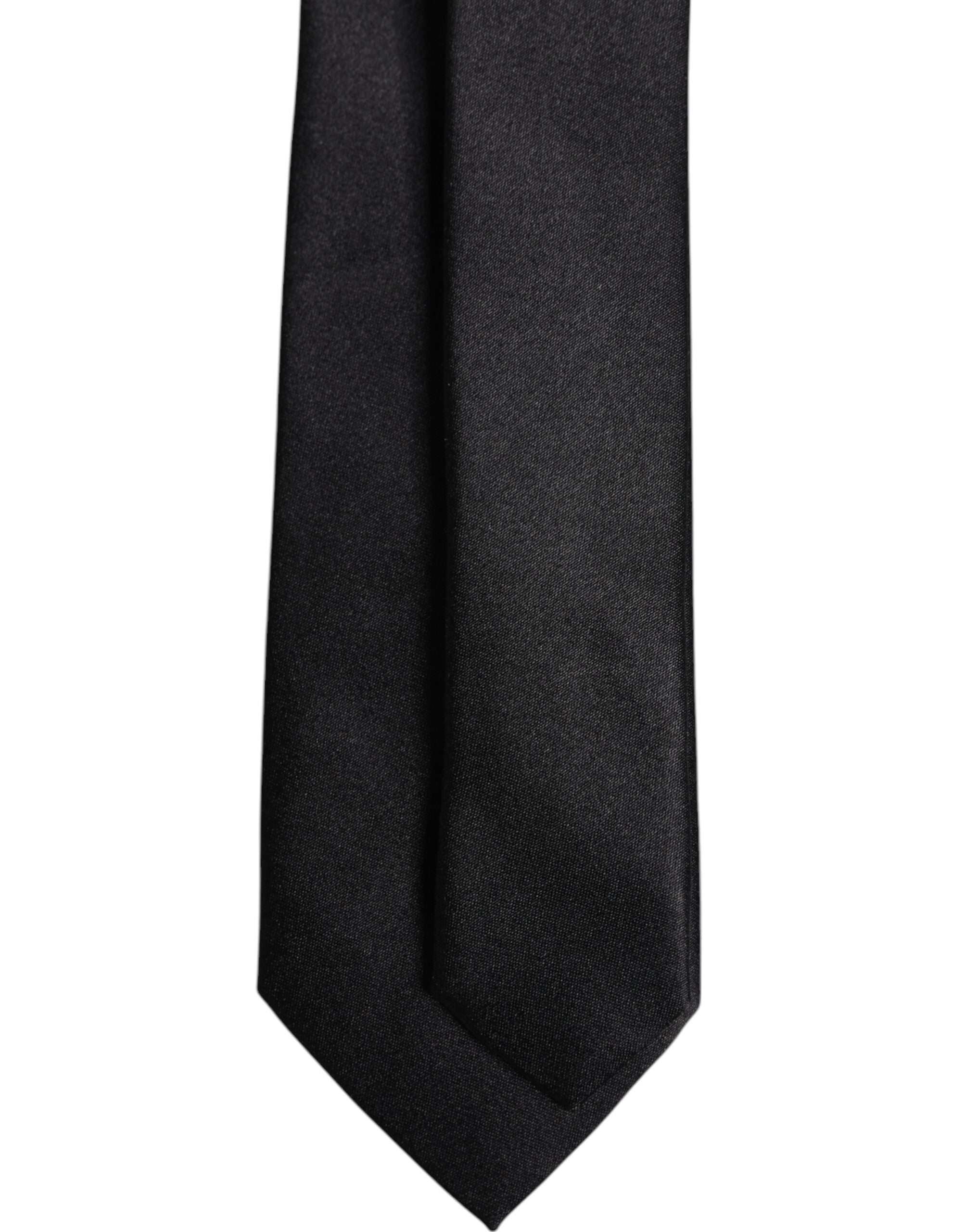 Dolce & Gabbana Men Black Solid Silk Adjustable Necktie Accessory Tie