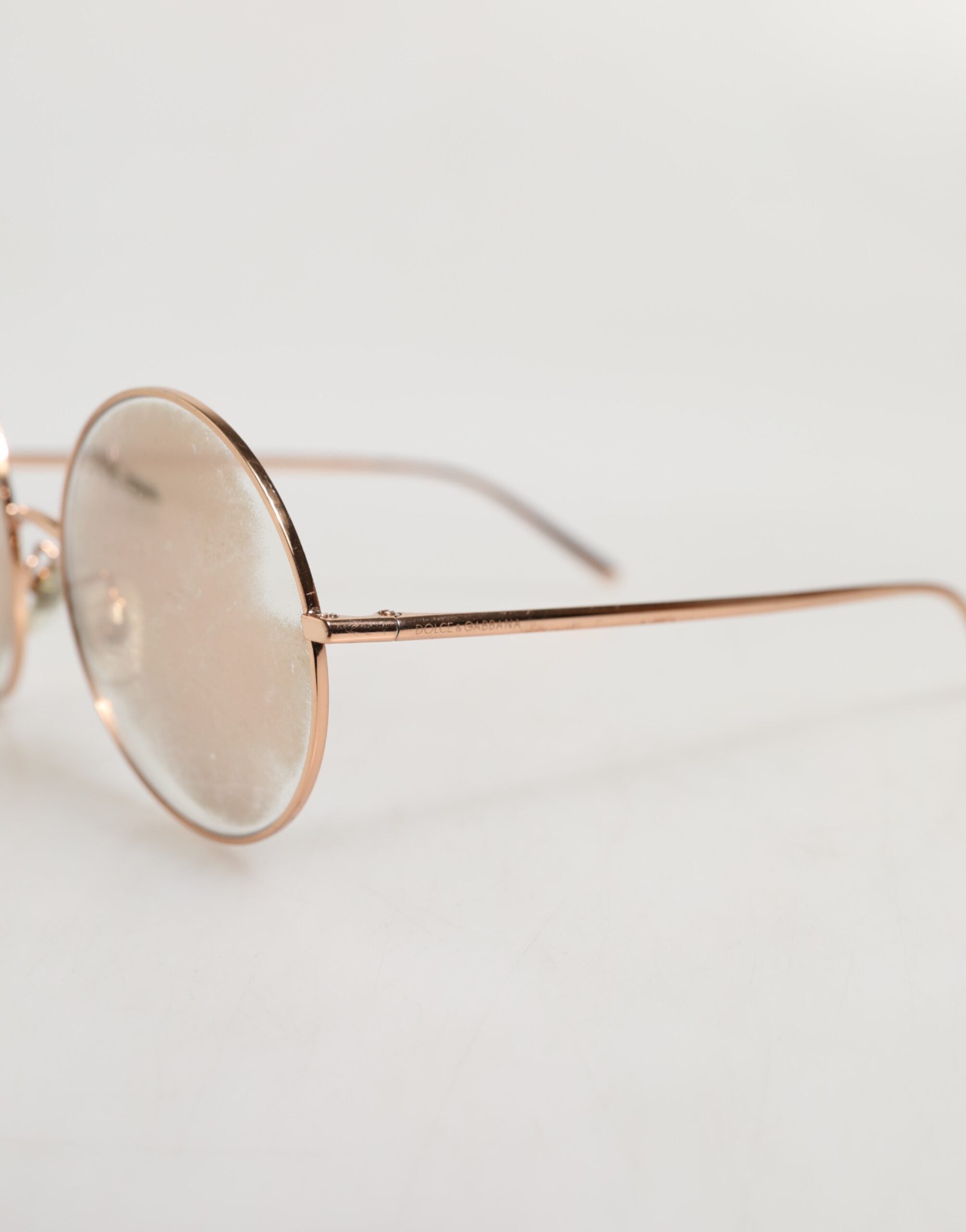 Dolce &amp; Gabbana Rosaforgyldte Runde Glas Solbriller
