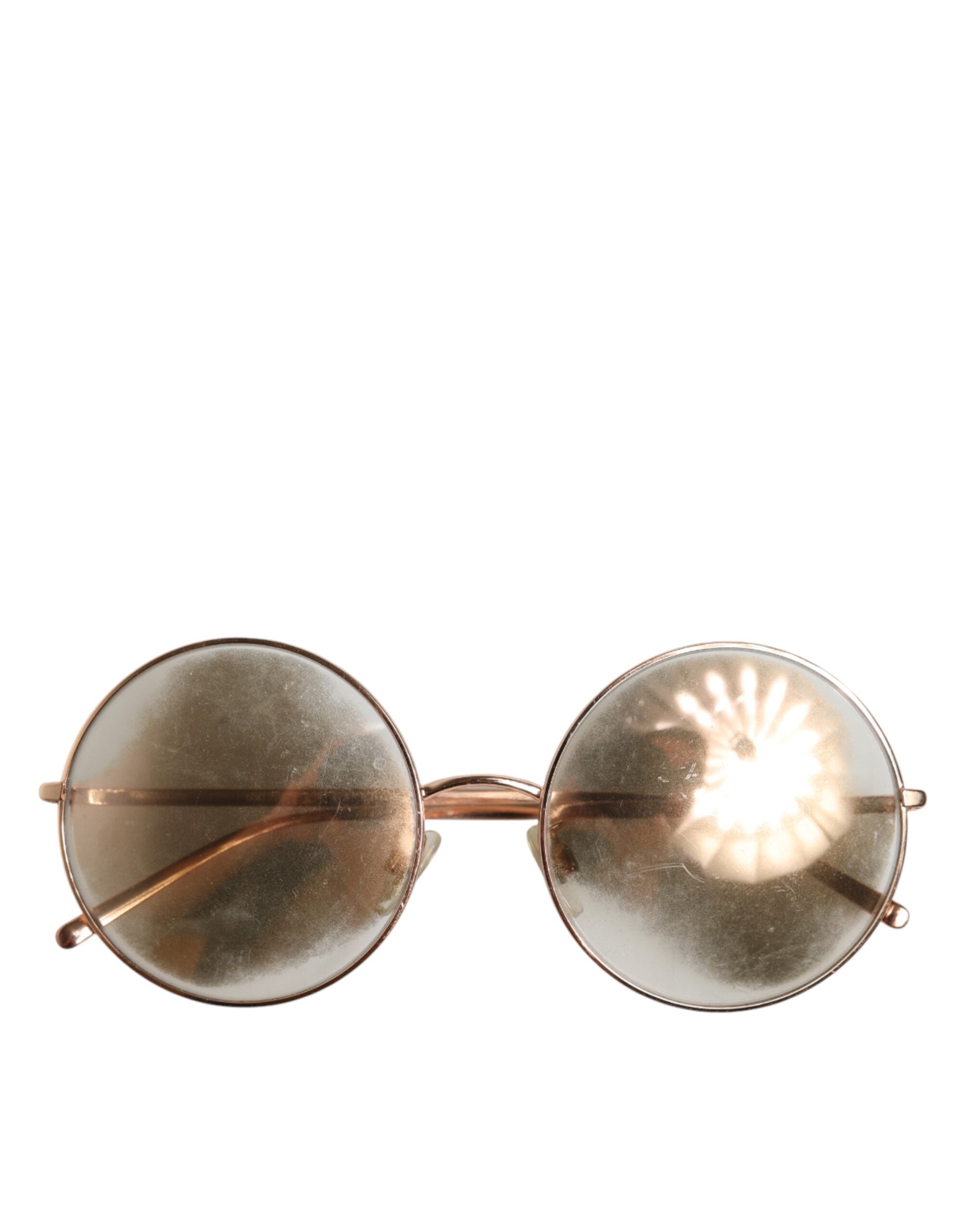 Dolce &amp; Gabbana Rosaforgyldte Runde Glas Solbriller